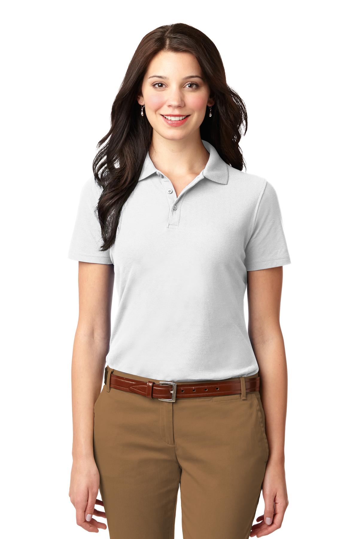 Custom logo Port Authority® Women's Stain-Resistant Polo. L510 in White