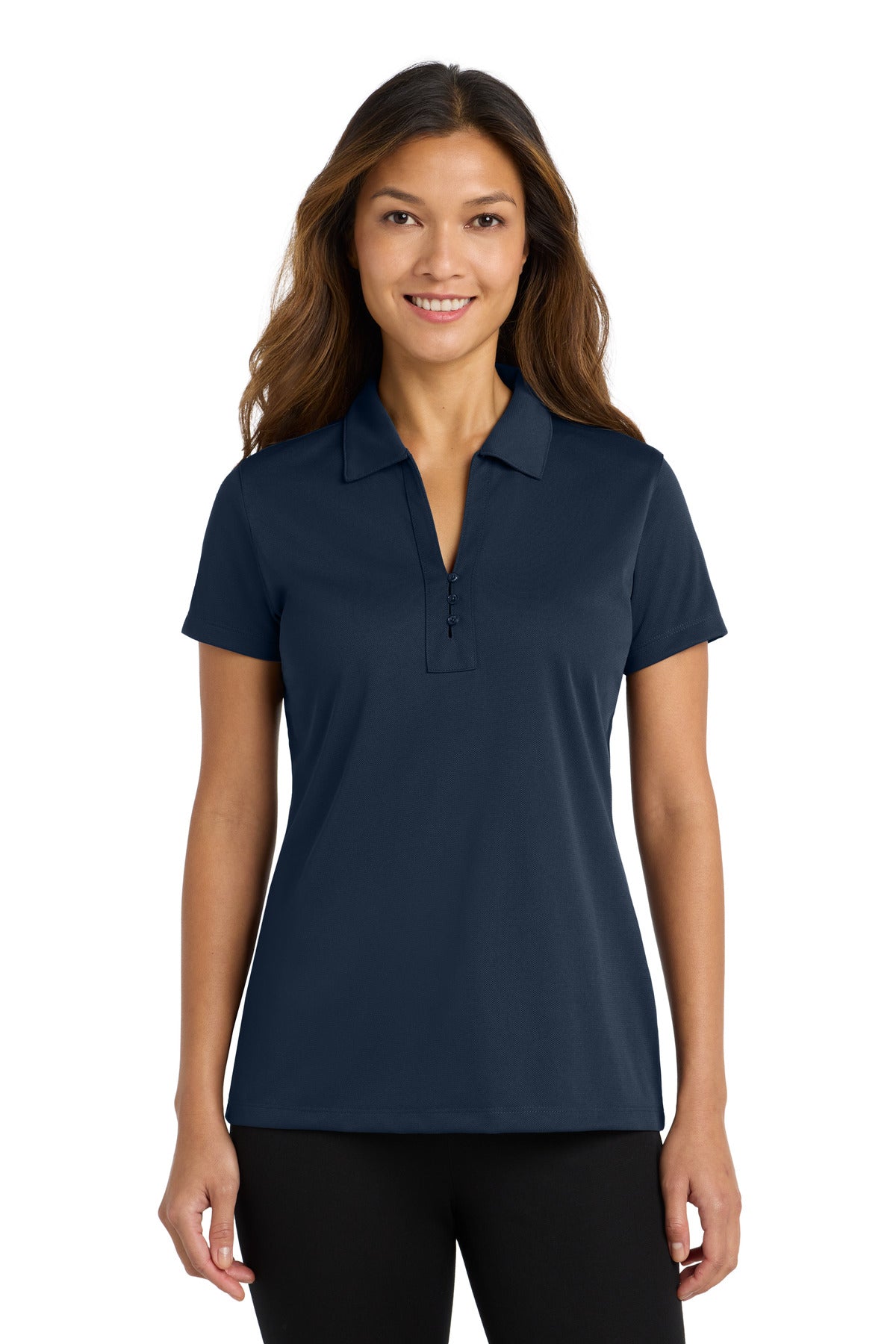 Custom logo Port Authority® Women's Tech Pique Polo. L527 in Dark Navy