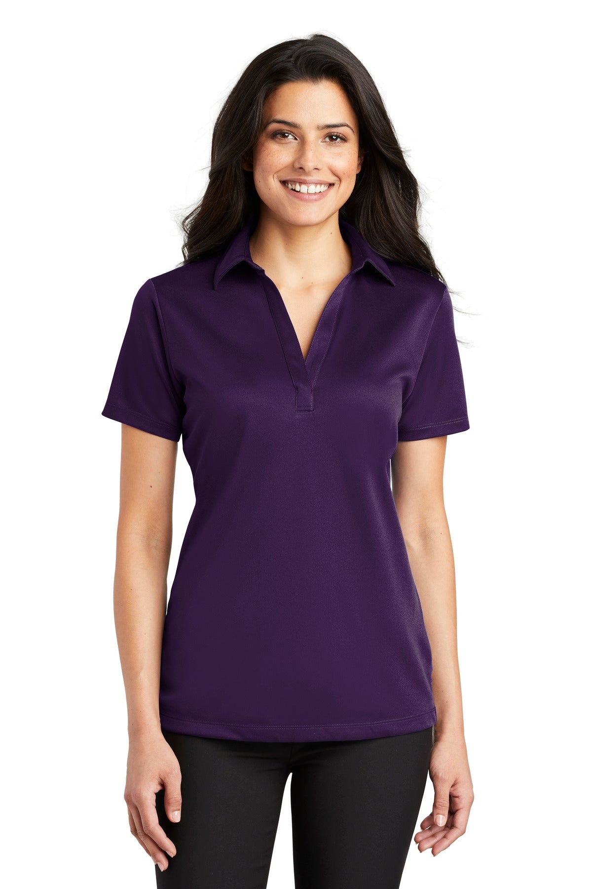 Custom logo Port Authority® Women's Silk Touch™ Performance Polo. L540 in Bright Purple