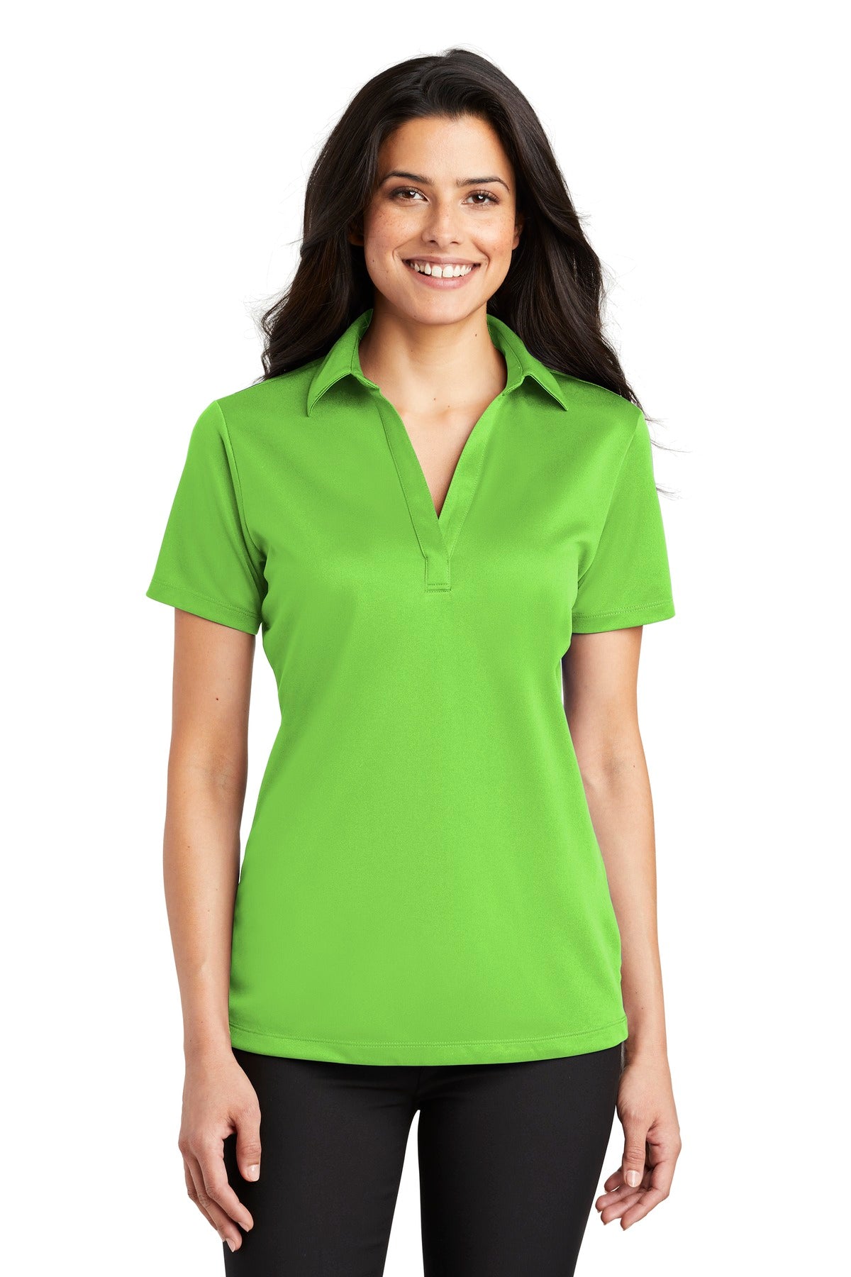 Custom logo Port Authority® Women's Silk Touch™ Performance Polo. L540 in Lime