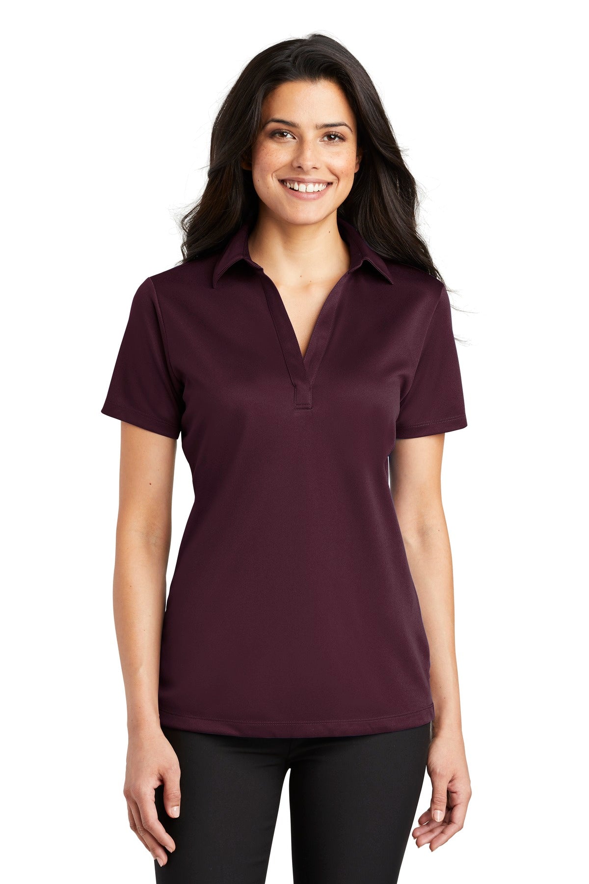 Custom logo Port Authority® Women's Silk Touch™ Performance Polo. L540 in Maroon
