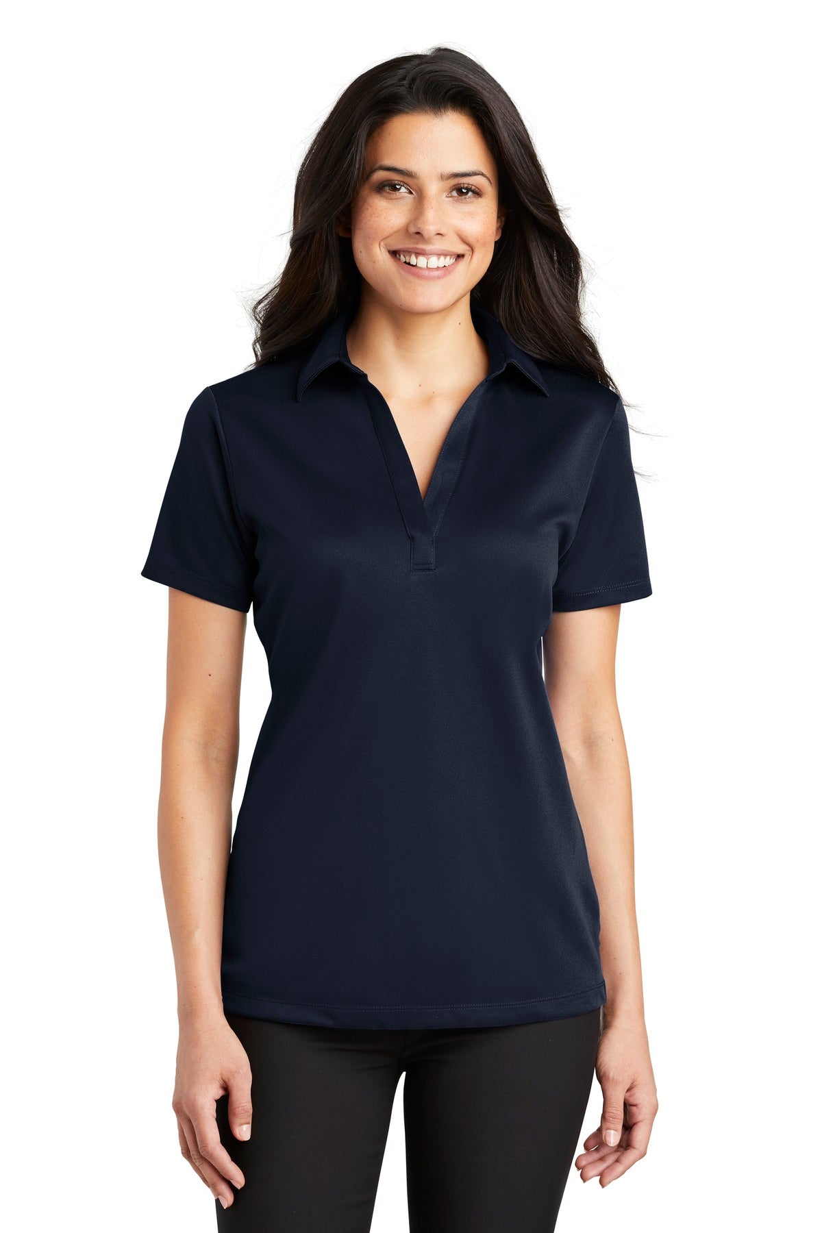 Custom logo Port Authority® Women's Silk Touch™ Performance Polo. L540 in Navy