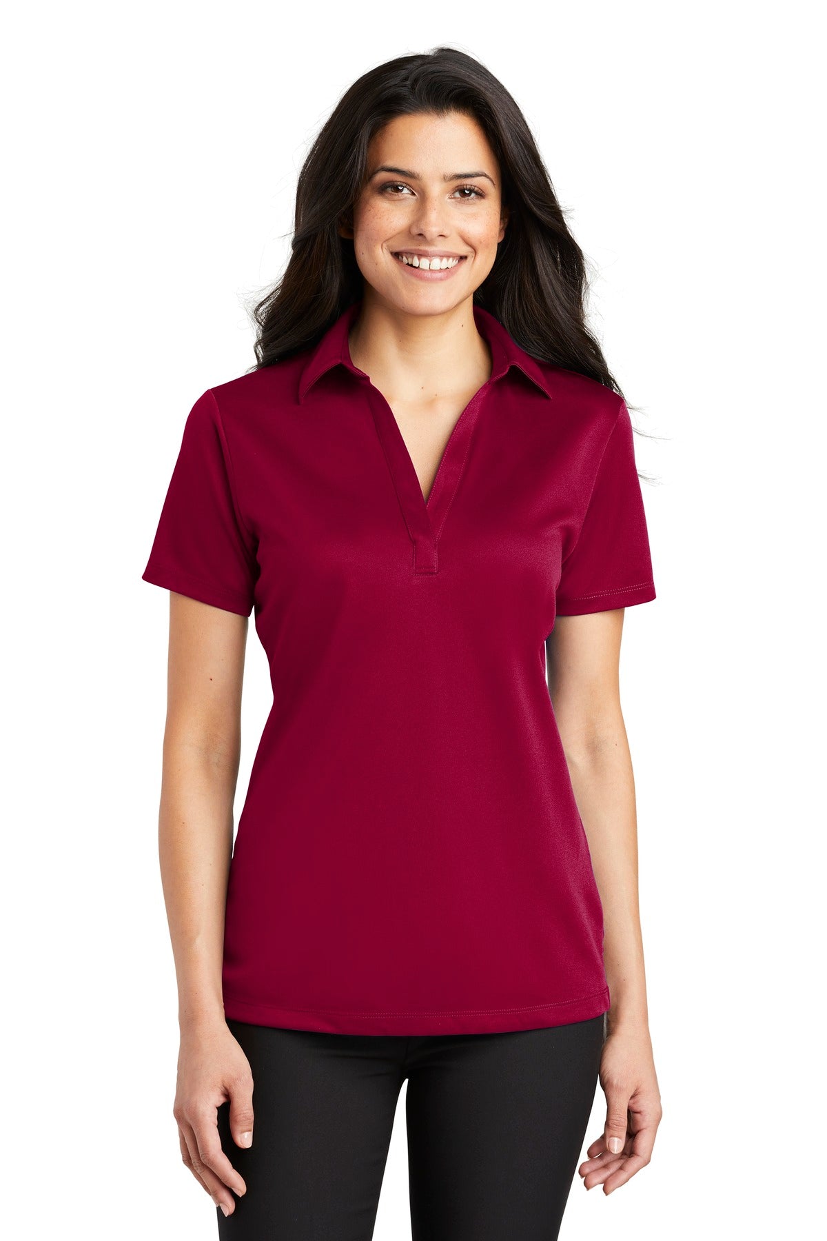 Custom logo Port Authority® Women's Silk Touch™ Performance Polo. L540 in Red