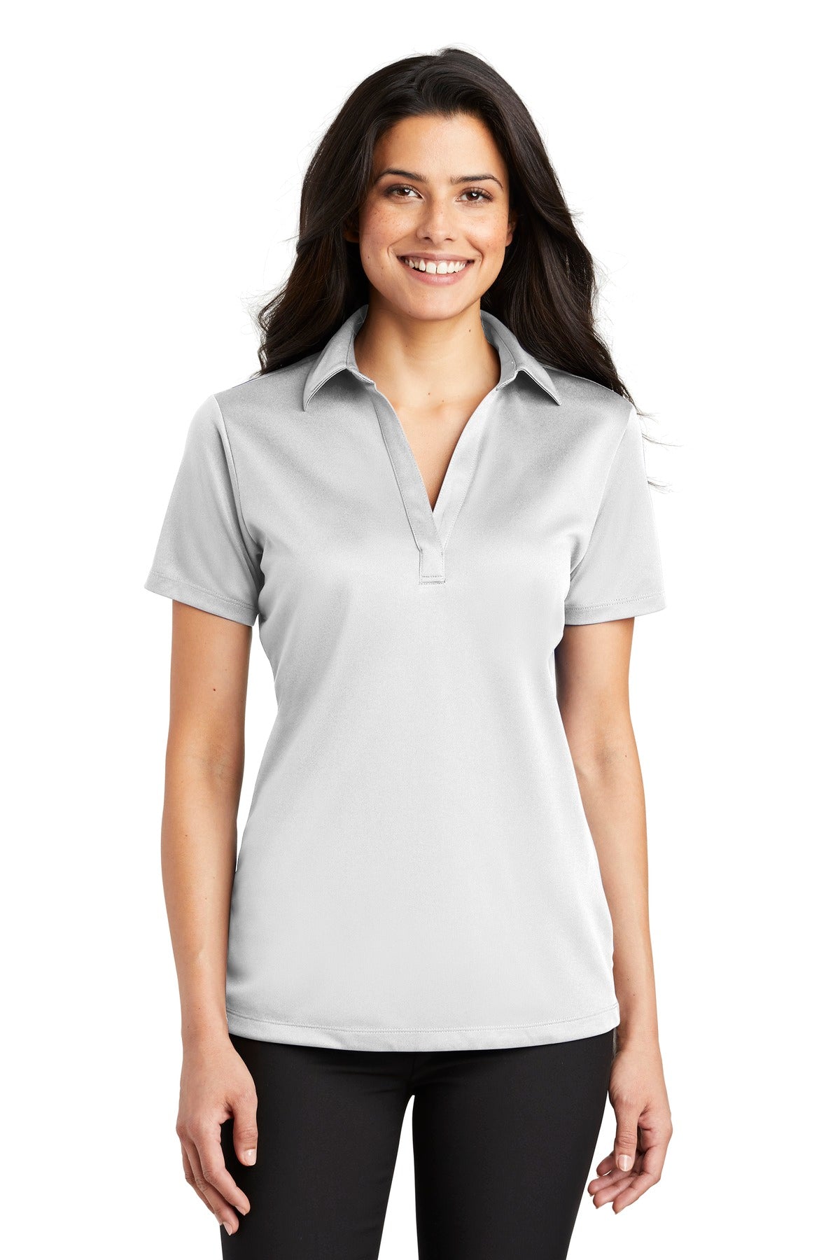 Custom logo Port Authority® Women's Silk Touch™ Performance Polo. L540 in White