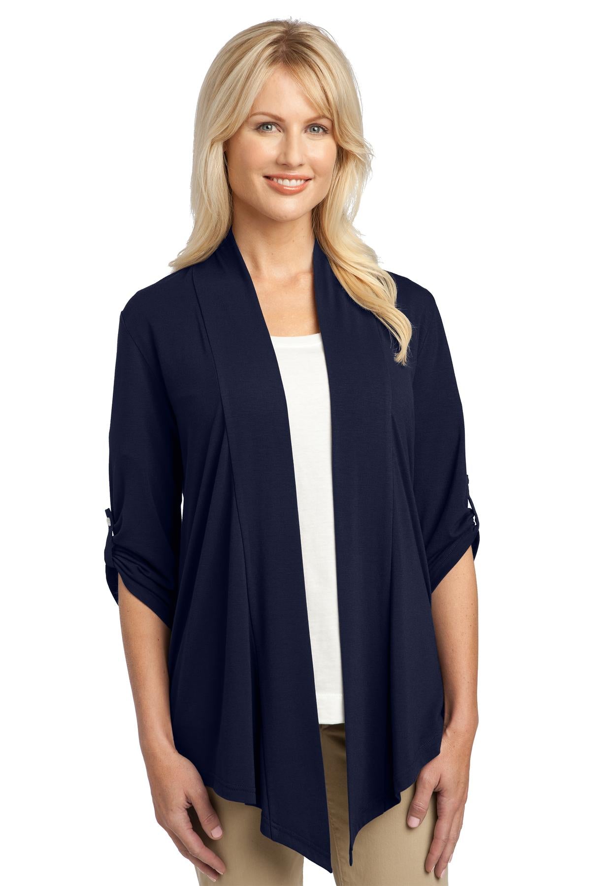 Custom logo Port Authority® Women's Concept Shrug. L543 in Dress Blue Navy