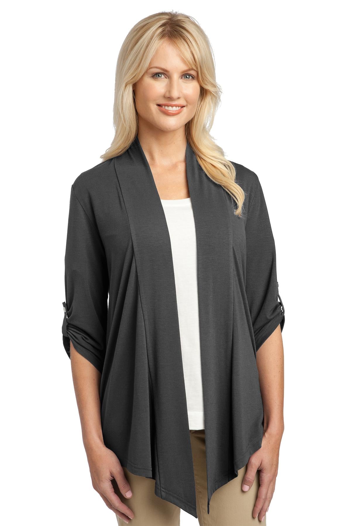 Custom logo Port Authority® Women's Concept Shrug. L543 in Grey Smoke