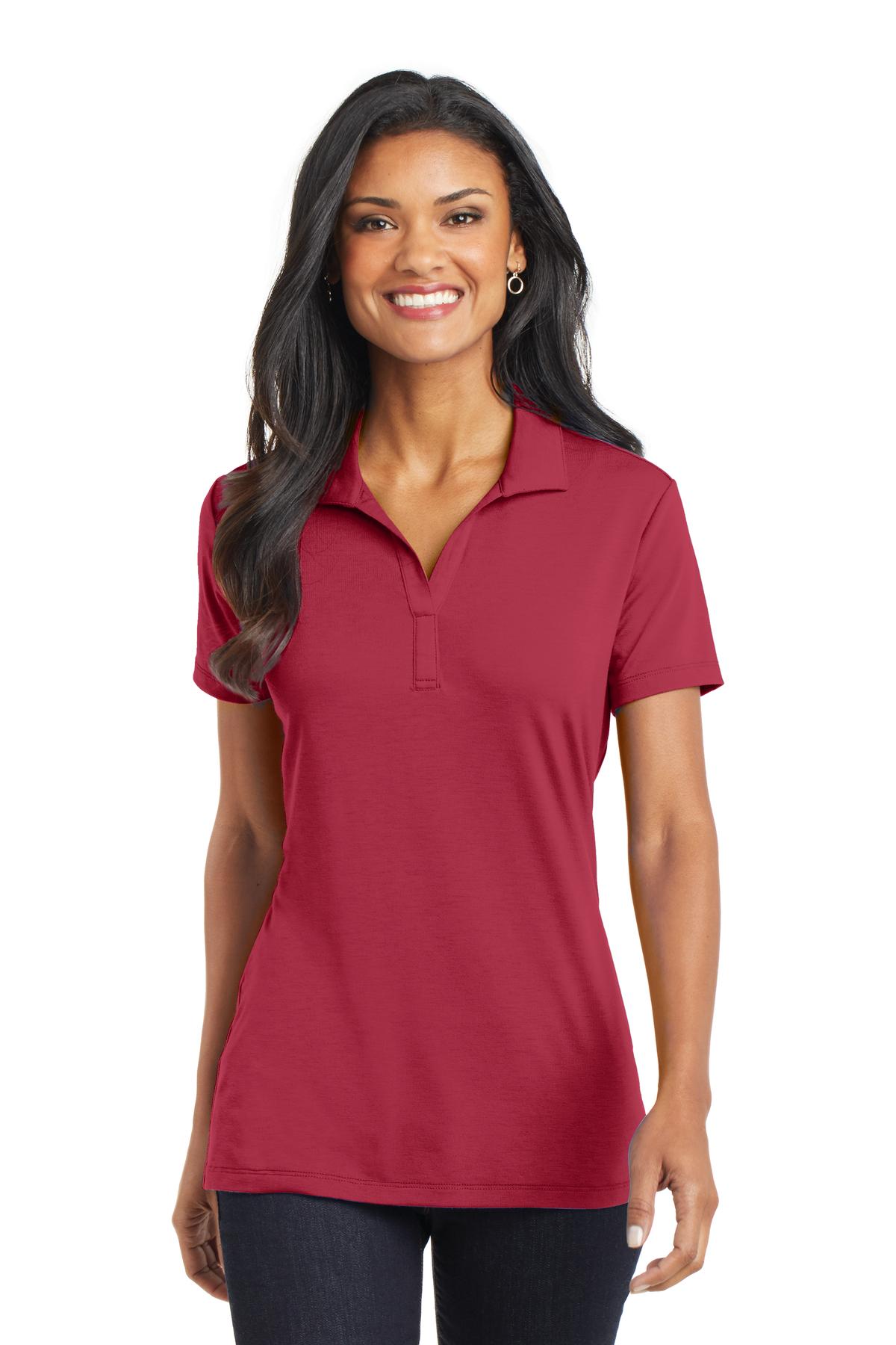 Custom logo Port Authority® Women's Cotton Touch™ Performance Polo. L568 in Chili Red