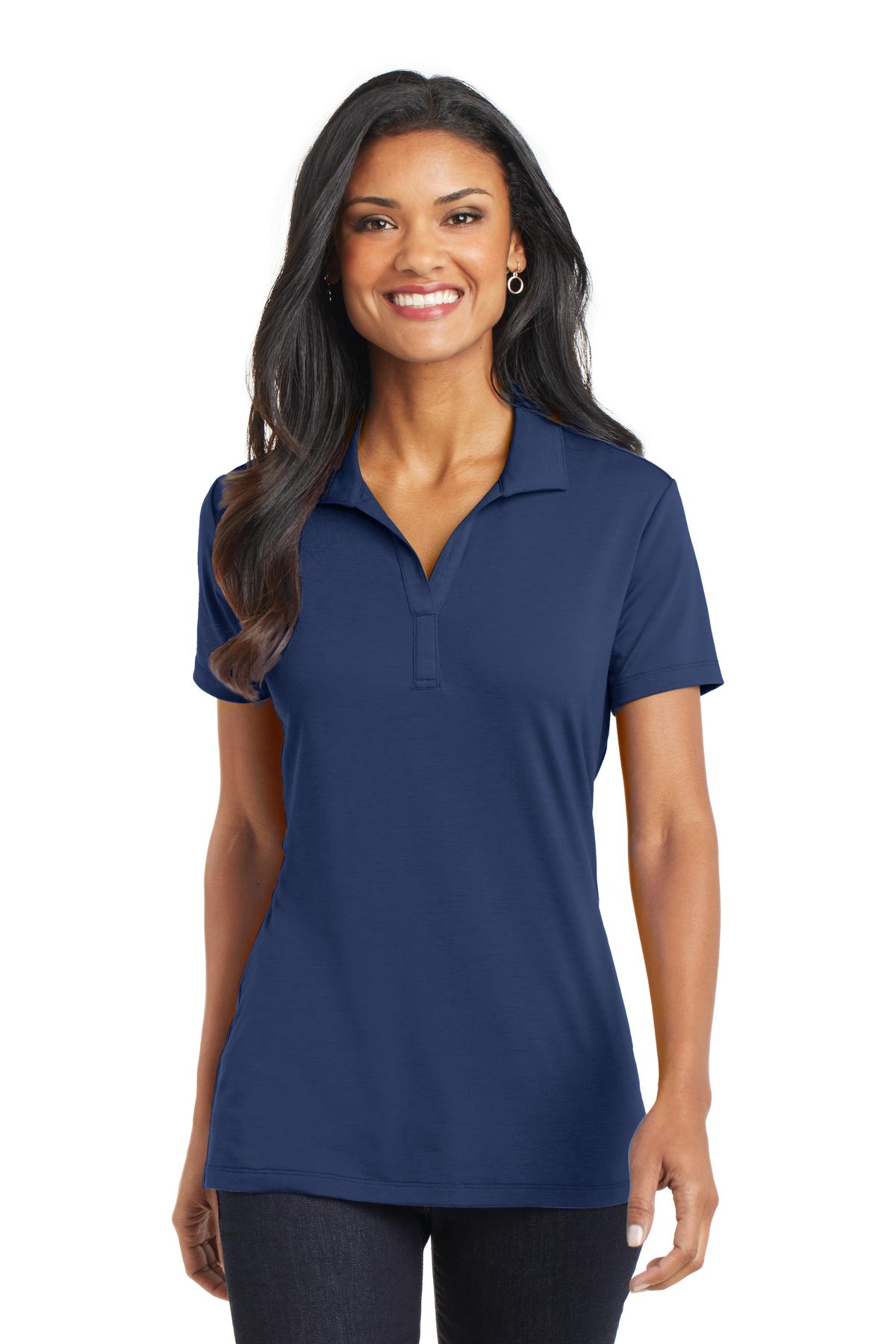 Custom logo Port Authority® Women's Cotton Touch™ Performance Polo. L568 in Estate Blue