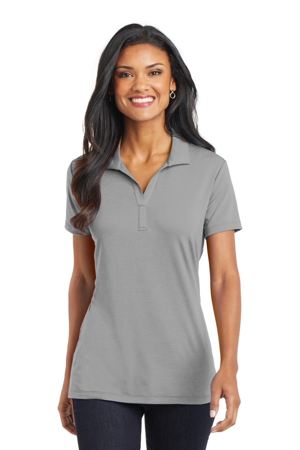Custom logo Port Authority® Women's Cotton Touch™ Performance Polo. L568 in Frost Grey