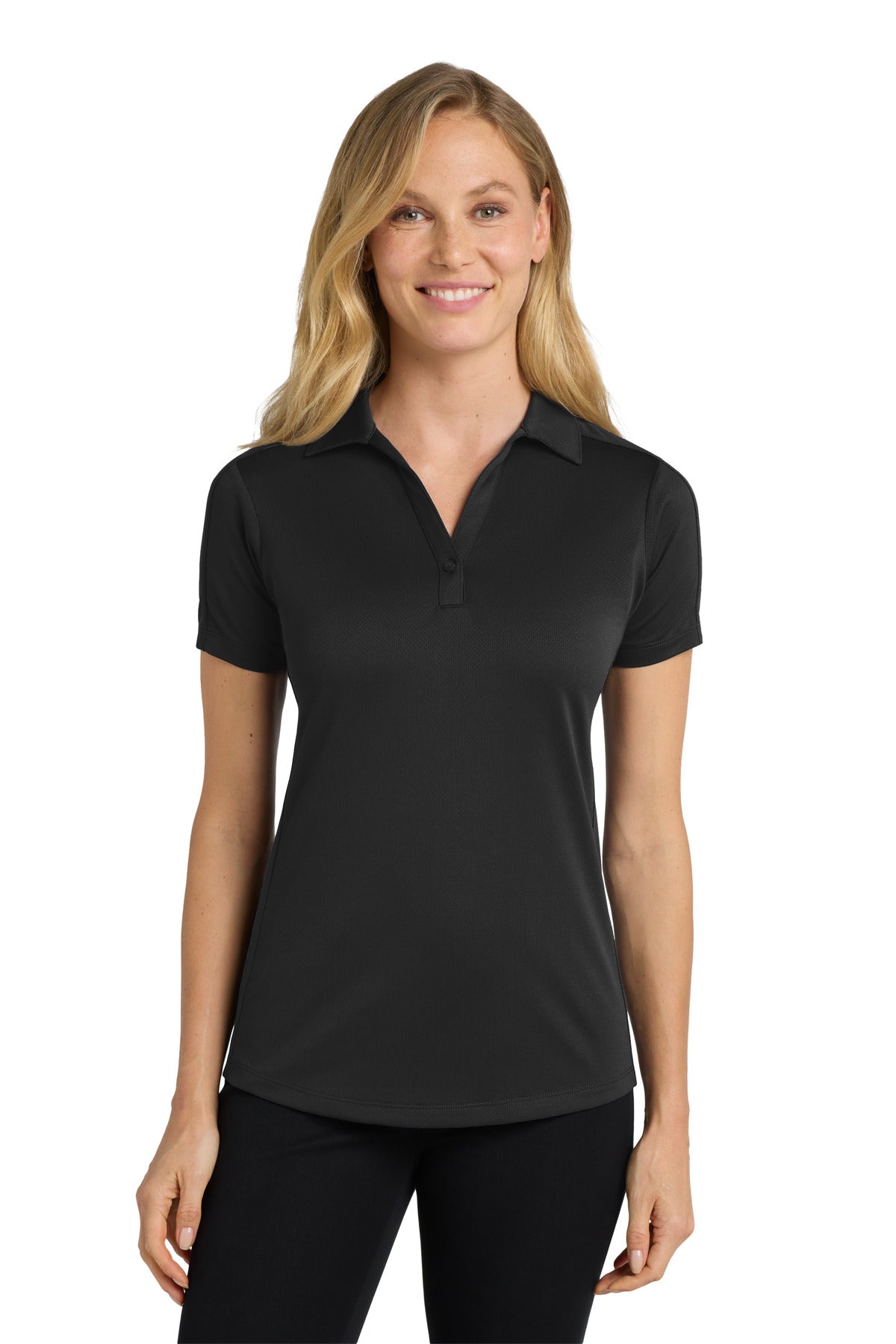 Custom logo Port Authority® Women's Diamond Jacquard Polo. L569 in Black