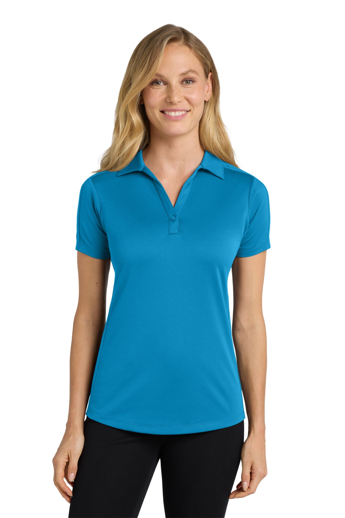 Custom logo Port Authority® Women's Diamond Jacquard Polo. L569 in Blue Wake