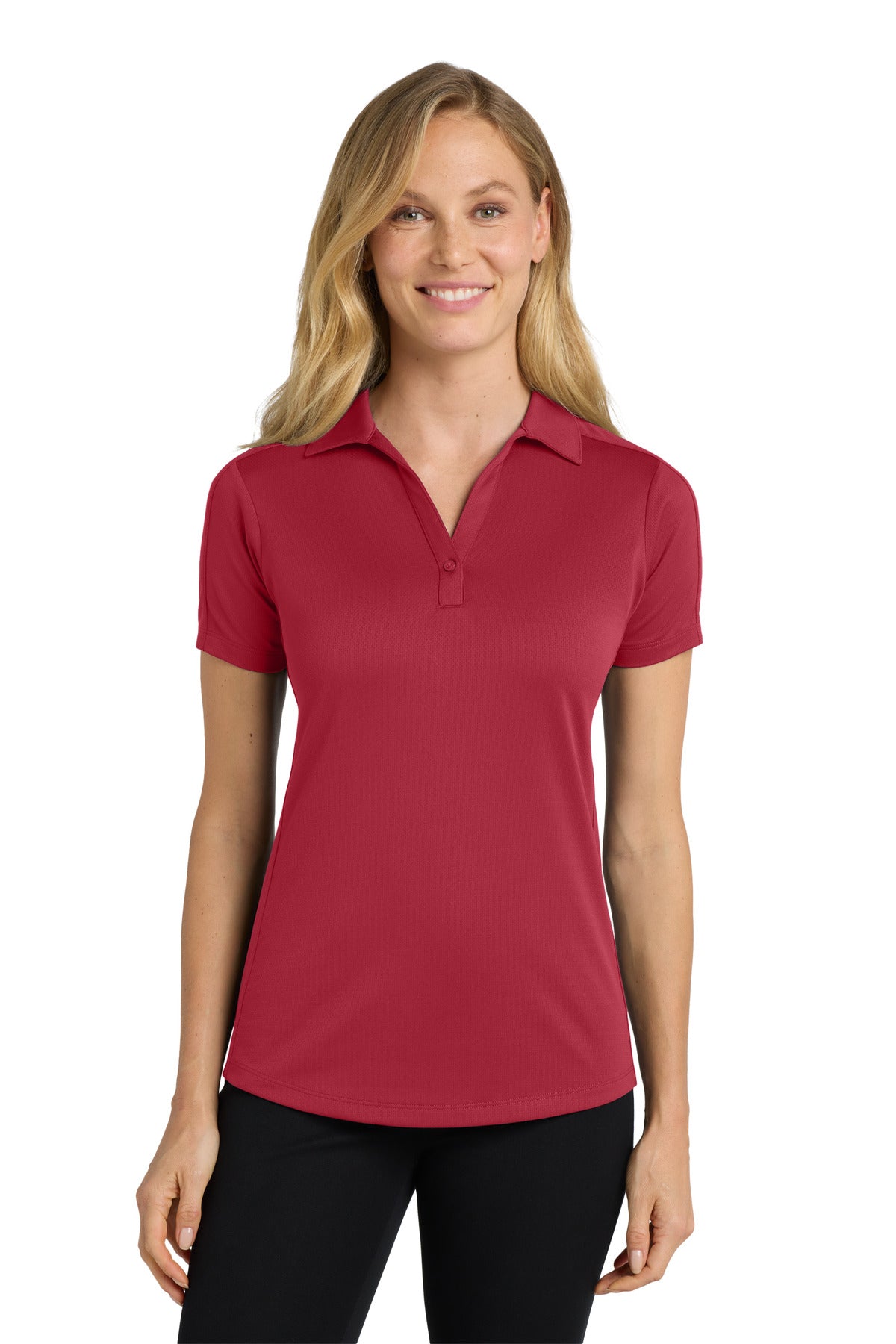 Custom logo Port Authority® Women's Diamond Jacquard Polo. L569 in Rich Red