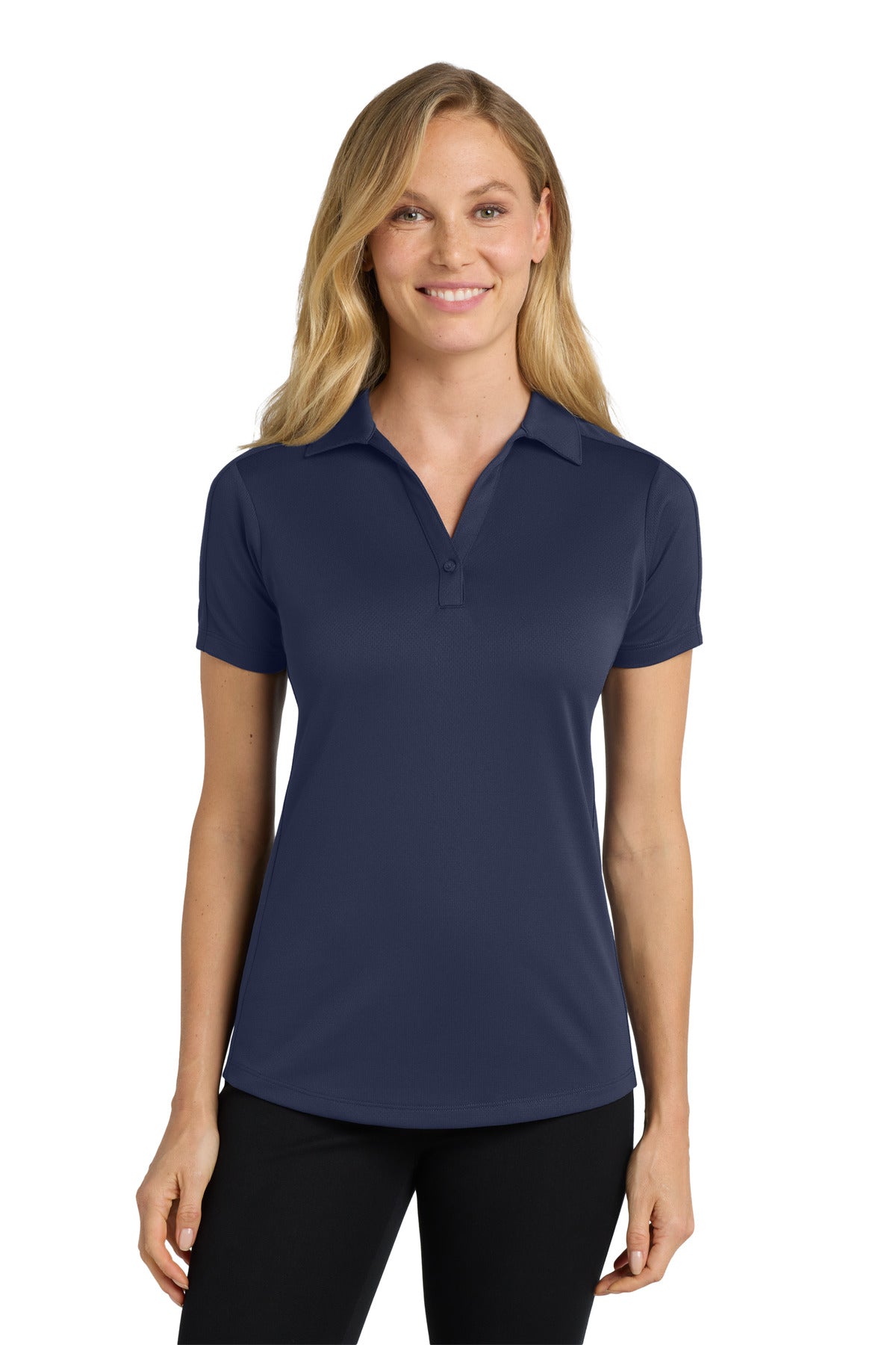 Custom logo Port Authority® Women's Diamond Jacquard Polo. L569 in True Navy