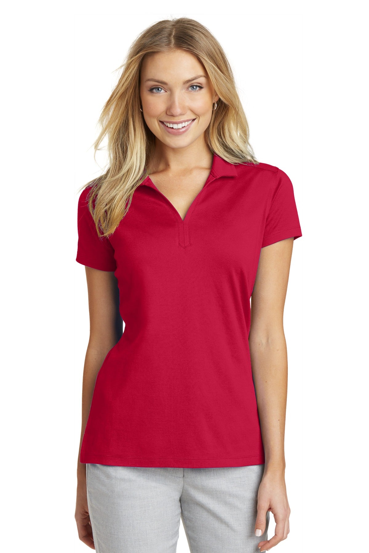 Custom logo Port Authority® Women's Rapid Dry™ Mesh Polo. L573 in Engine Red