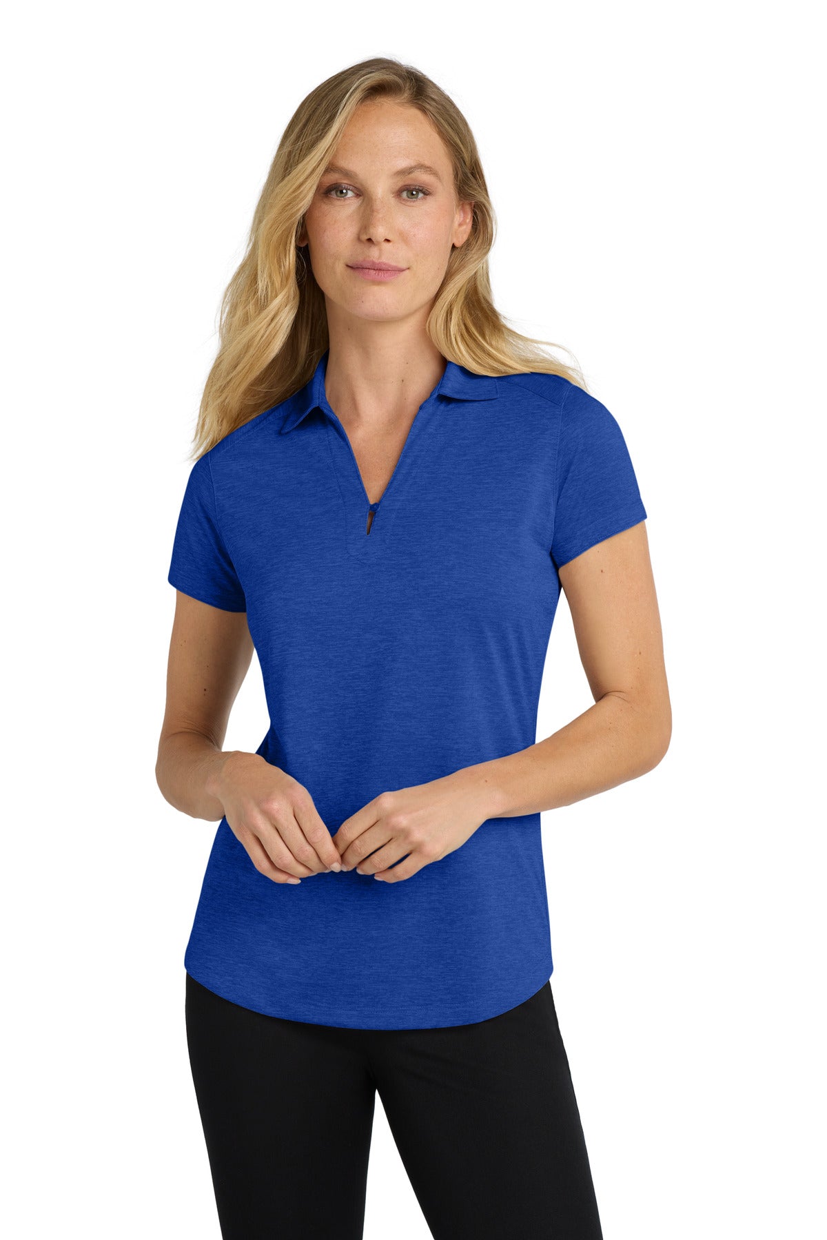 Custom logo Port Authority® Women's Digi Heather Performance Polo. L574 in True Royal