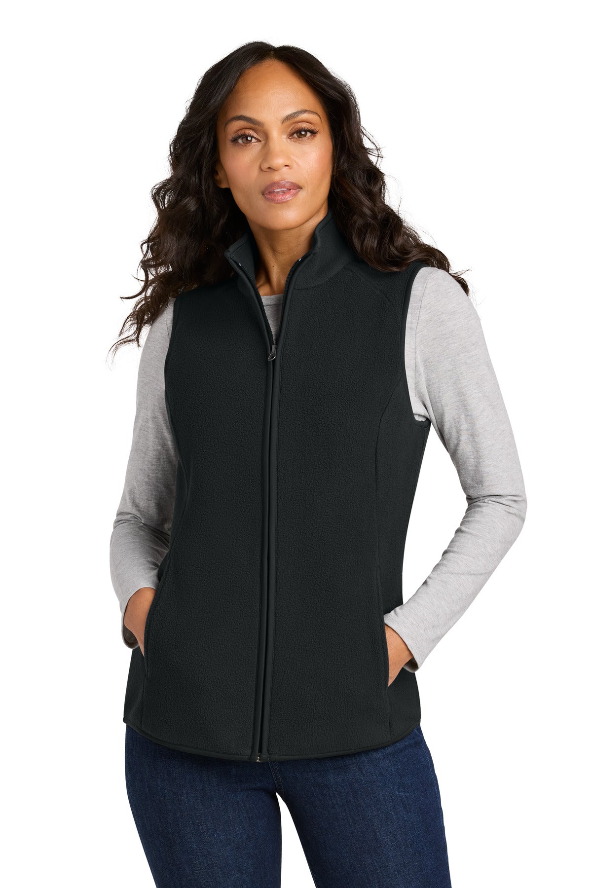 Custom logo Port Authority® Women's C-FREE® Fleece Vest L702 in Deep Black