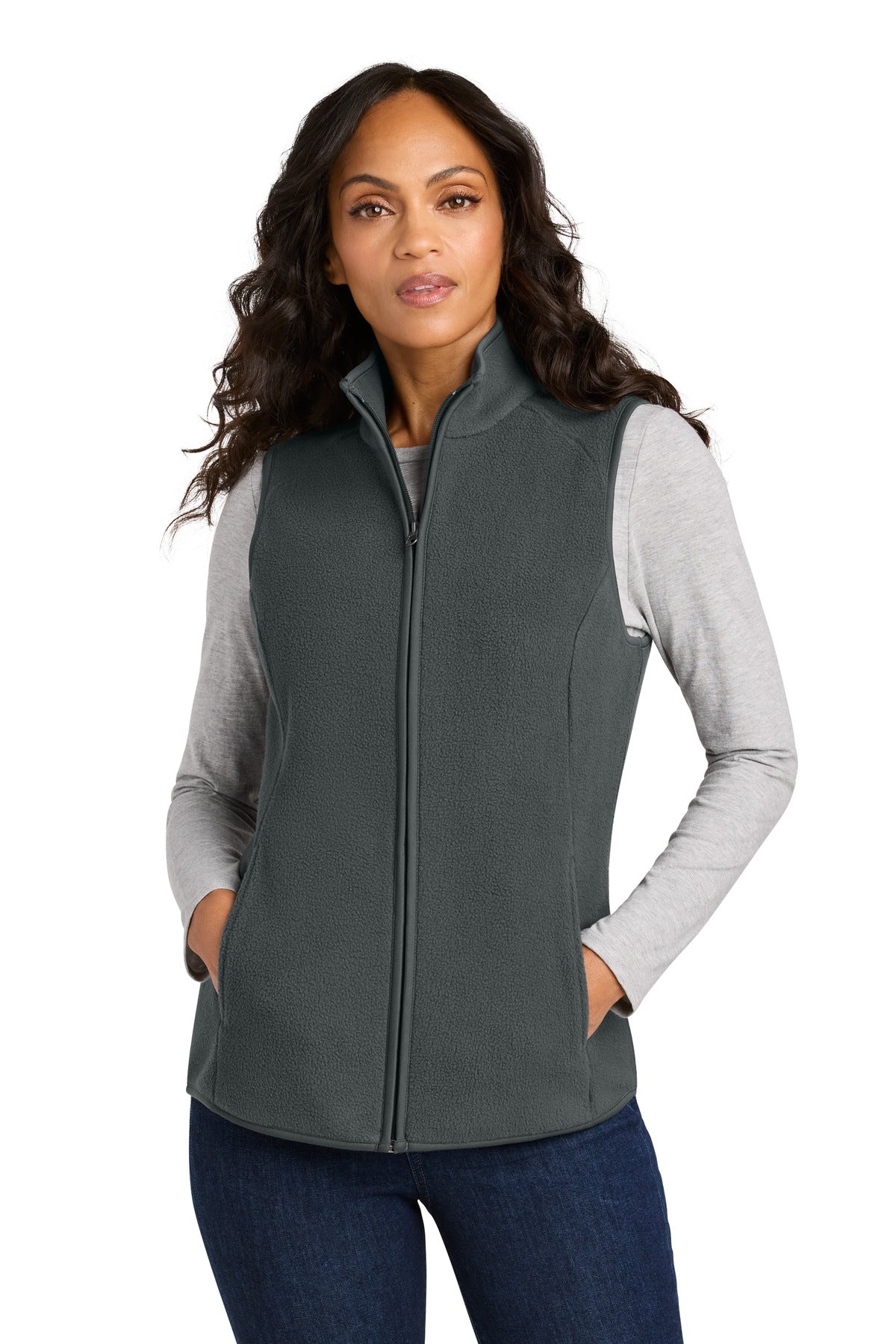 Custom logo Port Authority® Women's C-FREE® Fleece Vest L702 in Grey Steel