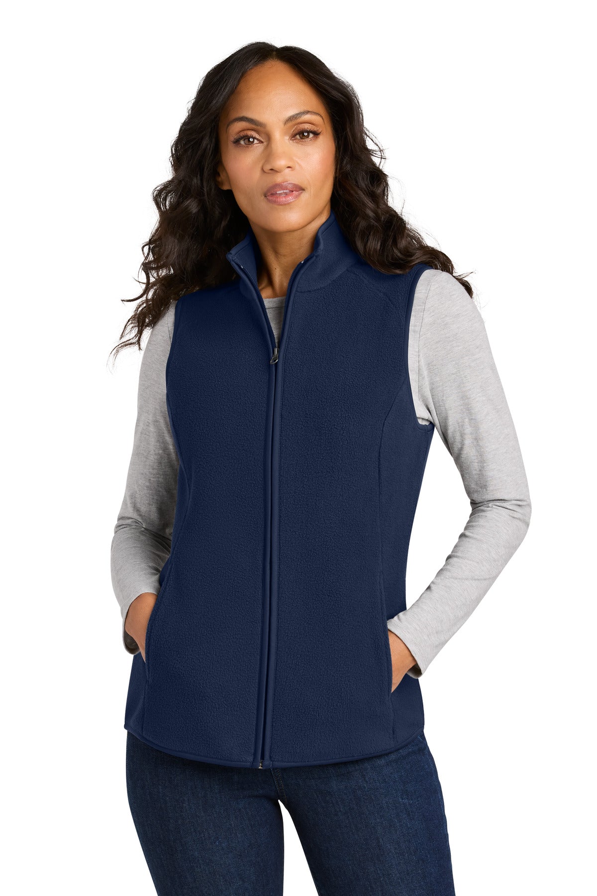 Custom logo Port Authority® Women's C-FREE® Fleece Vest L702 in True Navy