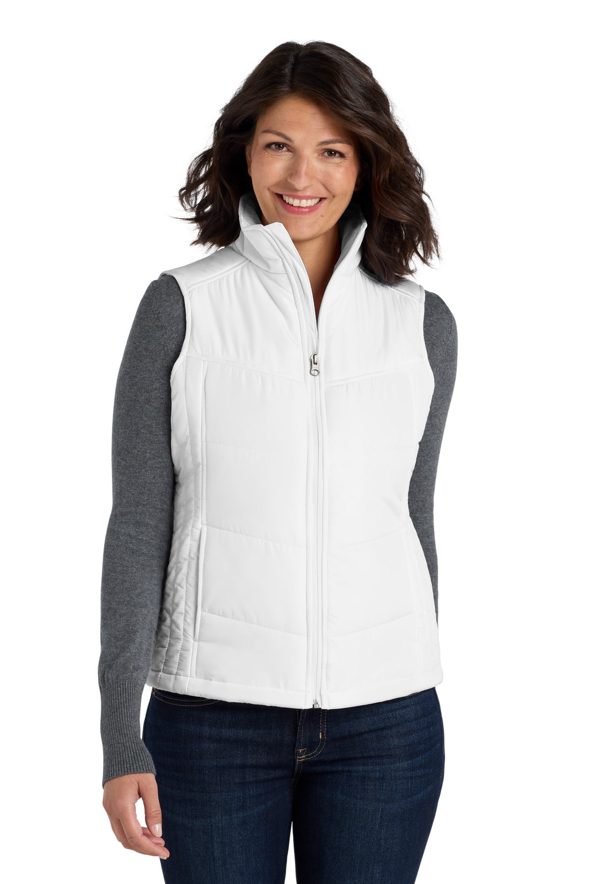 Custom logo Port Authority® Women's Puffy Vest. L709 in White