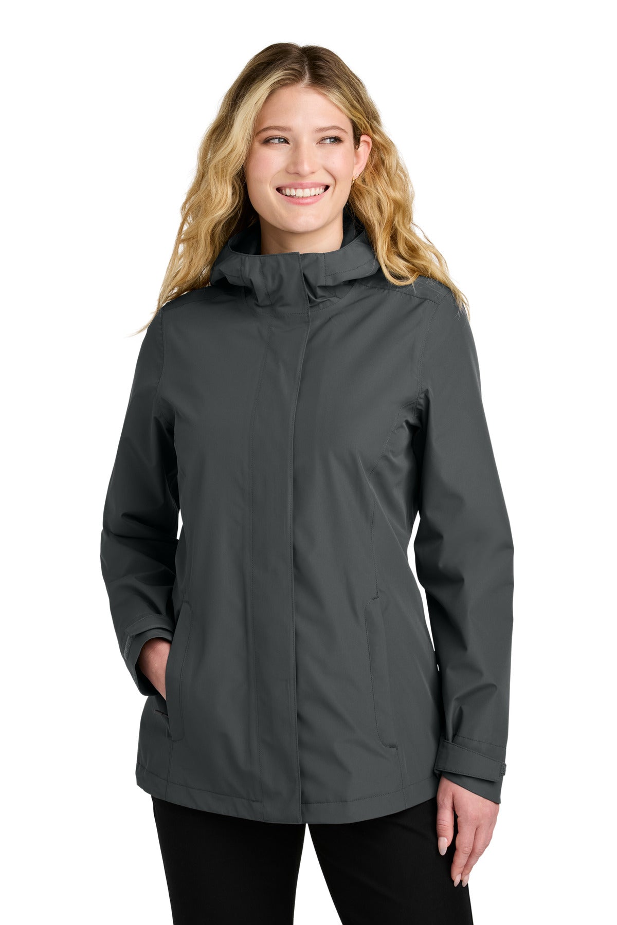 Custom logo Port Authority® Women's C-FREE® Rain Jacket L714 in Grey Steel