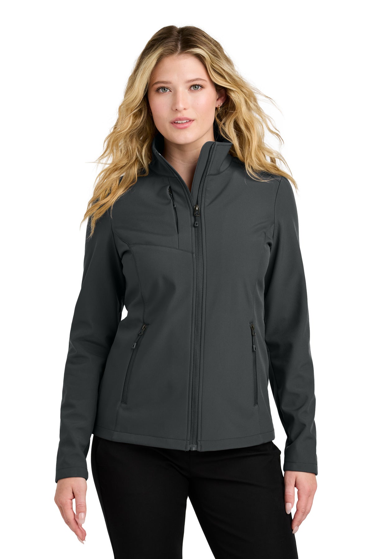 Custom logo Port Authority® Women's C-FREE® Core Soft Shell L720 in Grey Steel