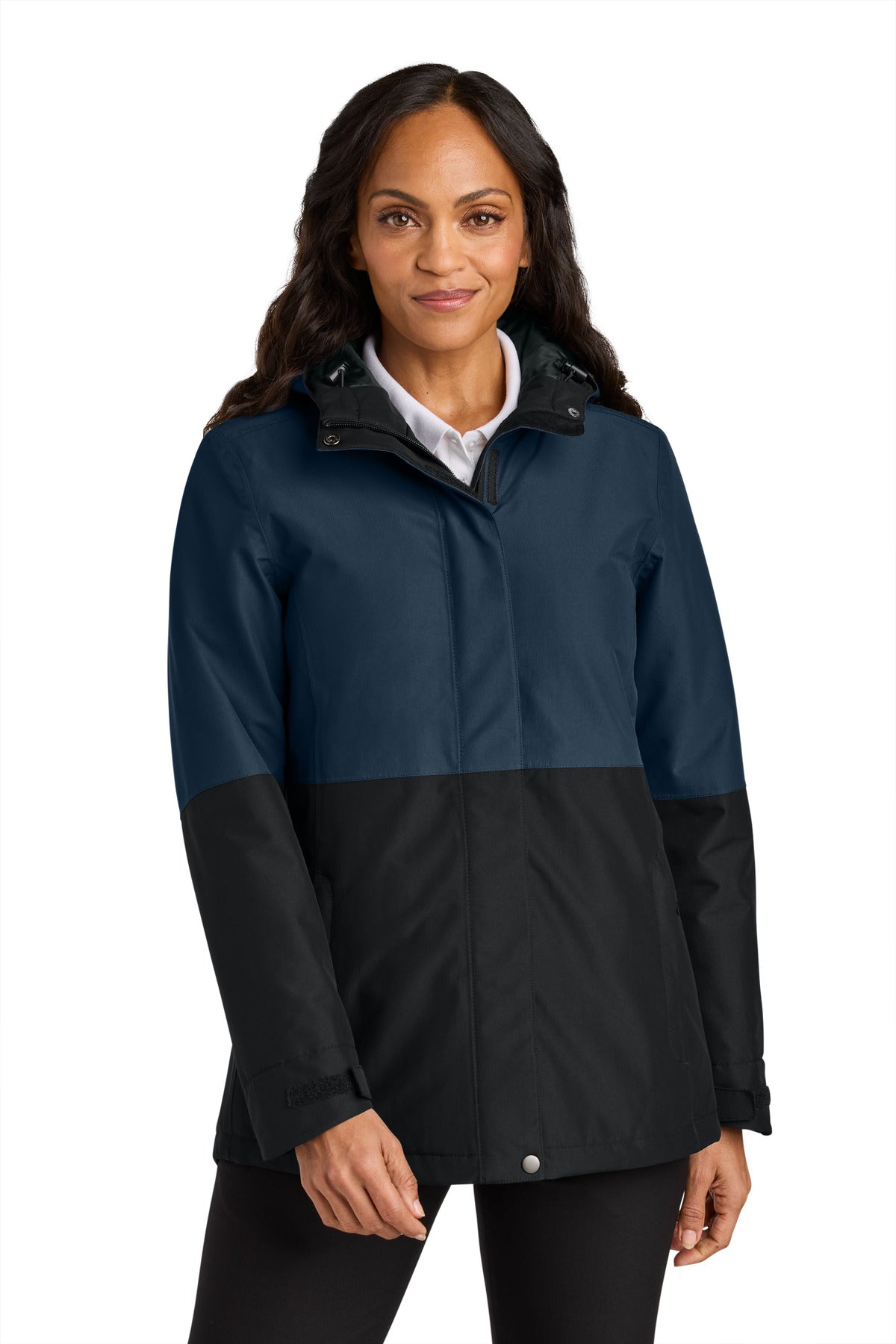 Custom logo Port Authority® Women's Insulated Heavy Ripstop Jacket L721 in Dress Blue Navy/ Deep Black
