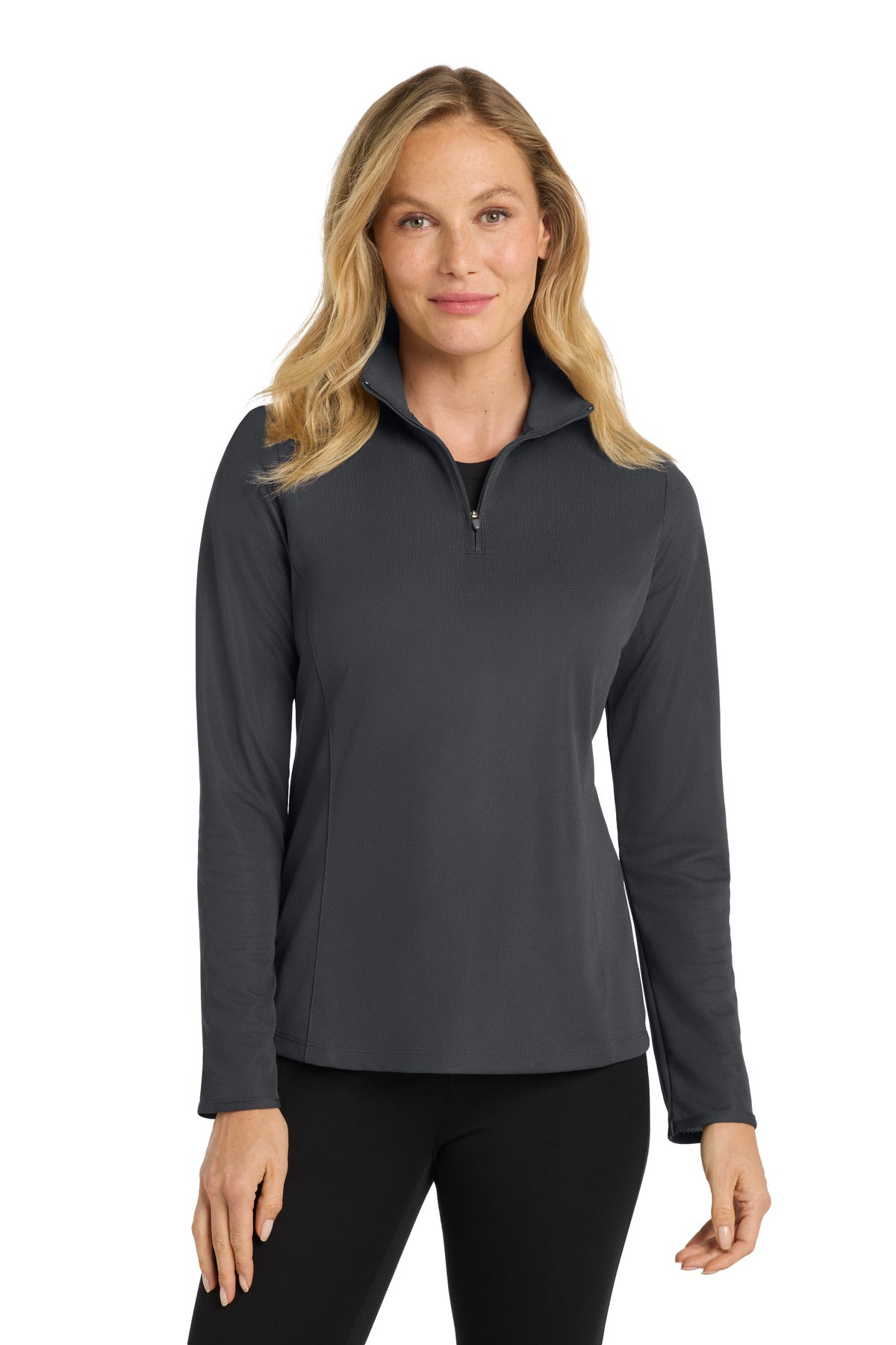 Custom logo Port Authority® Women's Pinpoint Mesh 1/2-Zip . L806 in Battleship Grey