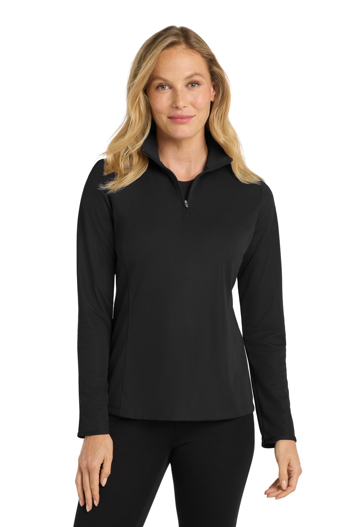 Custom logo Port Authority® Women's Pinpoint Mesh 1/2-Zip . L806 in Black