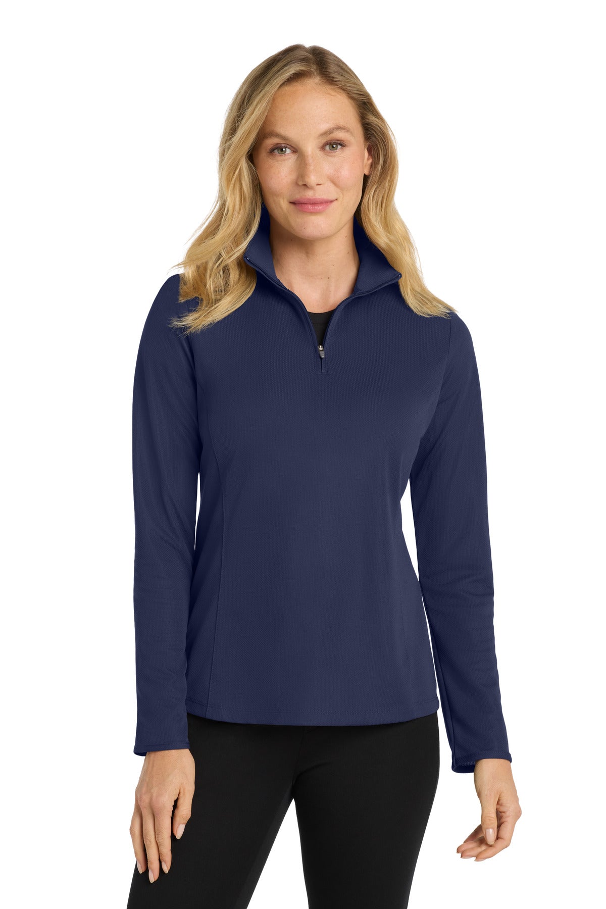 Custom logo Port Authority® Women's Pinpoint Mesh 1/2-Zip . L806 in True Navy