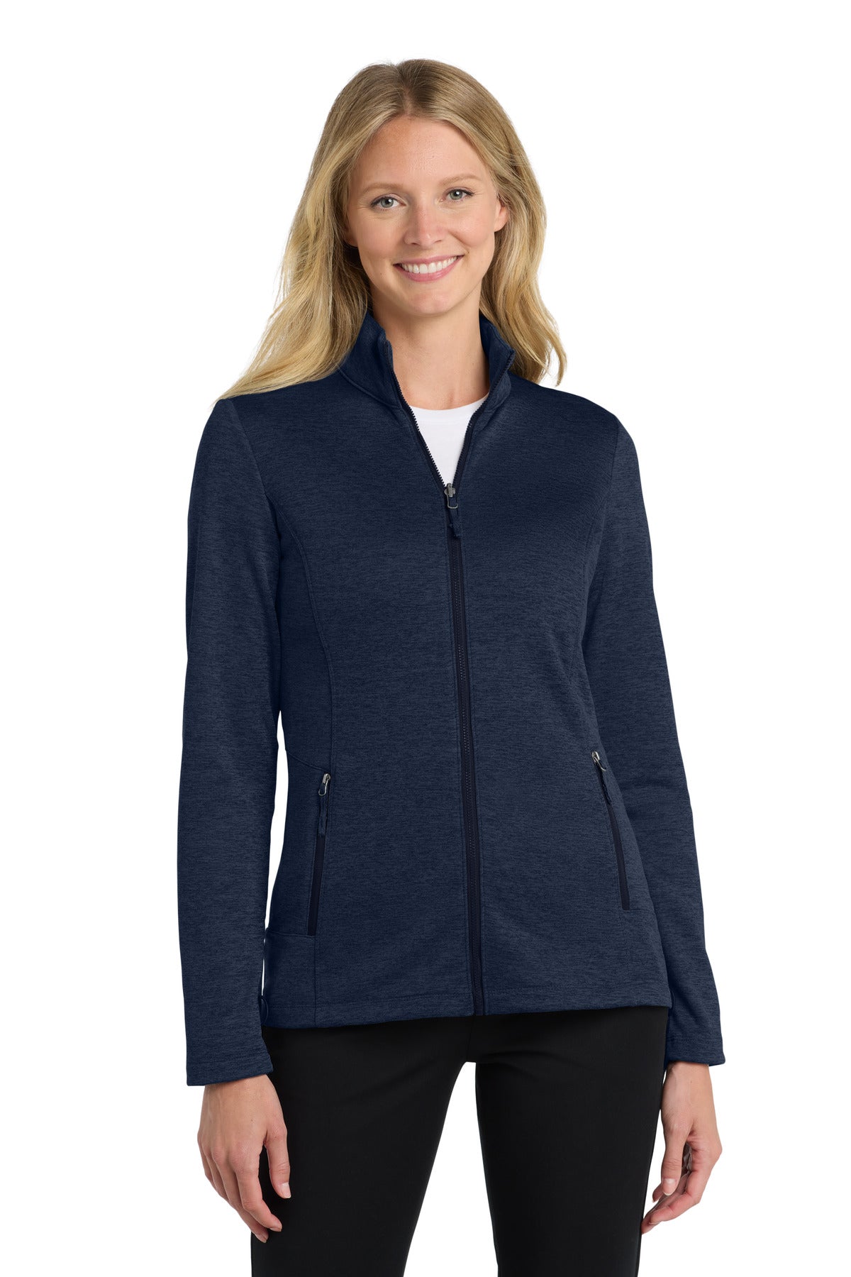 Custom logo Port Authority ® Women's Collective Striated Fleece Jacket. L905 in River Blue Navy Heather