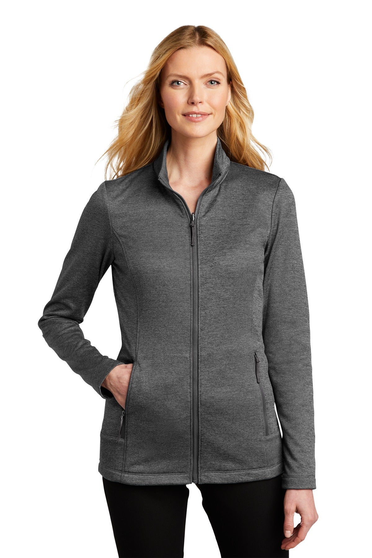 Custom logo Port Authority ® Women's Collective Striated Fleece Jacket. L905 in Sterling Grey Heather