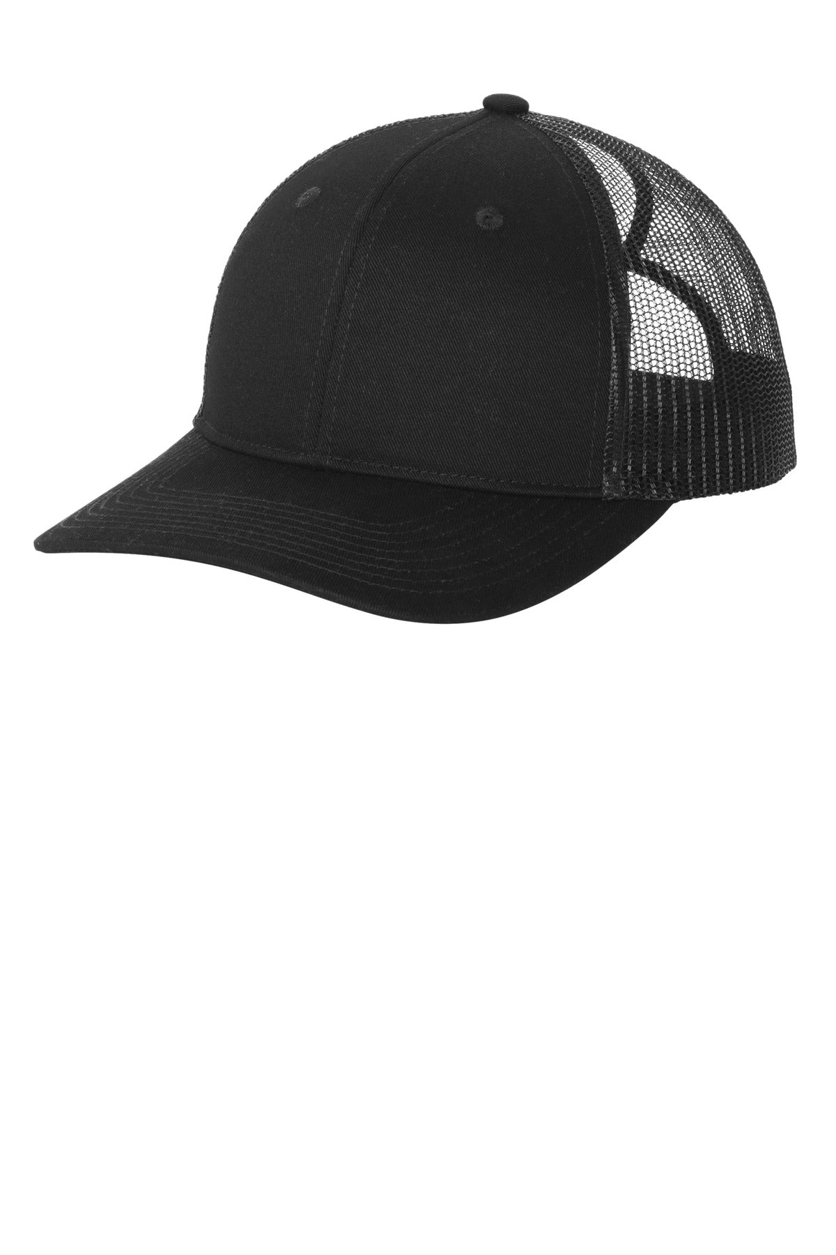 Custom logo Port Authority® Snapback Ponytail Trucker Cap LC401 in Black