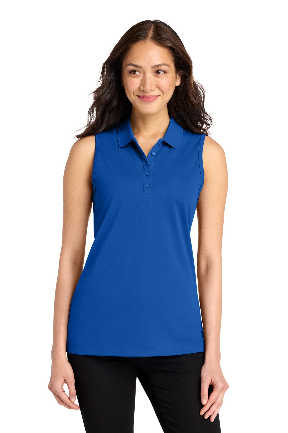 Custom logo Port Authority® Women's Dry Zone® UV Micro-Mesh Sleeveless Polo LK110SV in True Royal