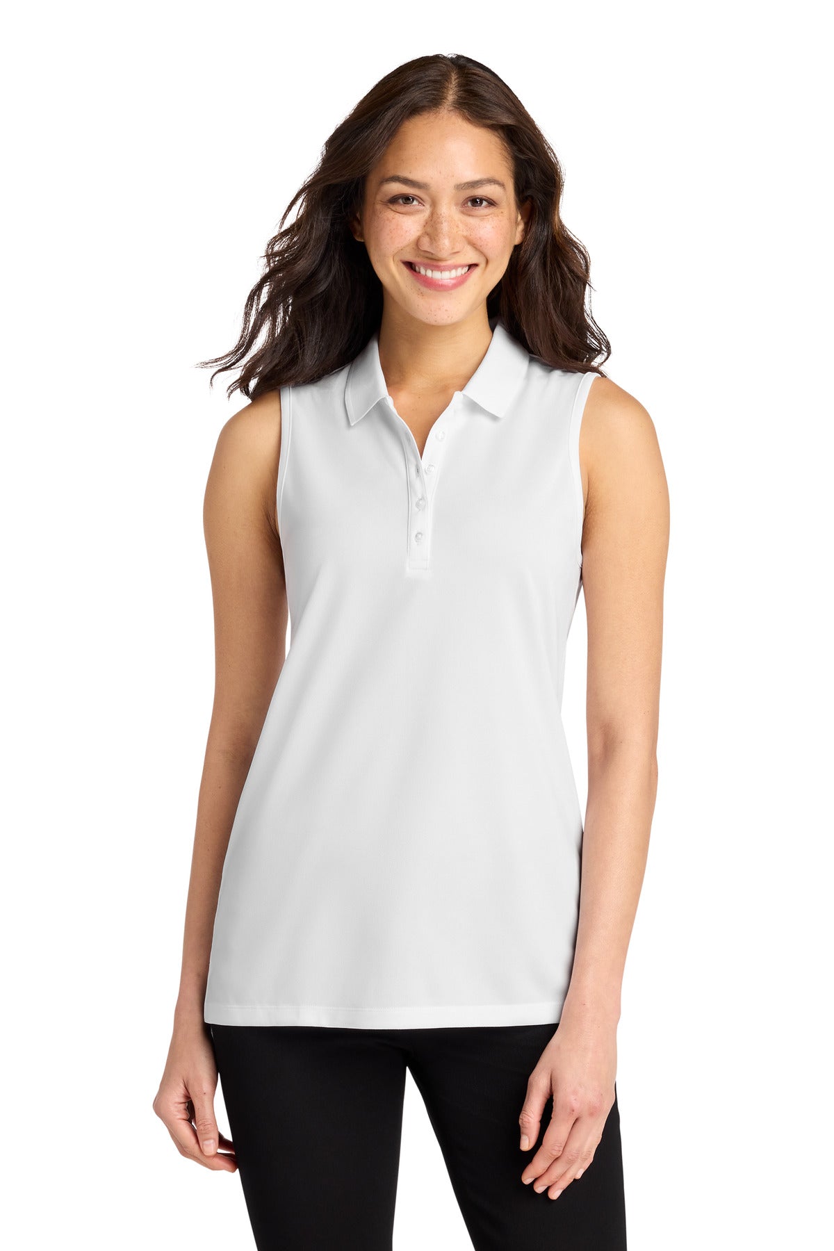 Custom logo Port Authority® Women's Dry Zone® UV Micro-Mesh Sleeveless Polo LK110SV in White