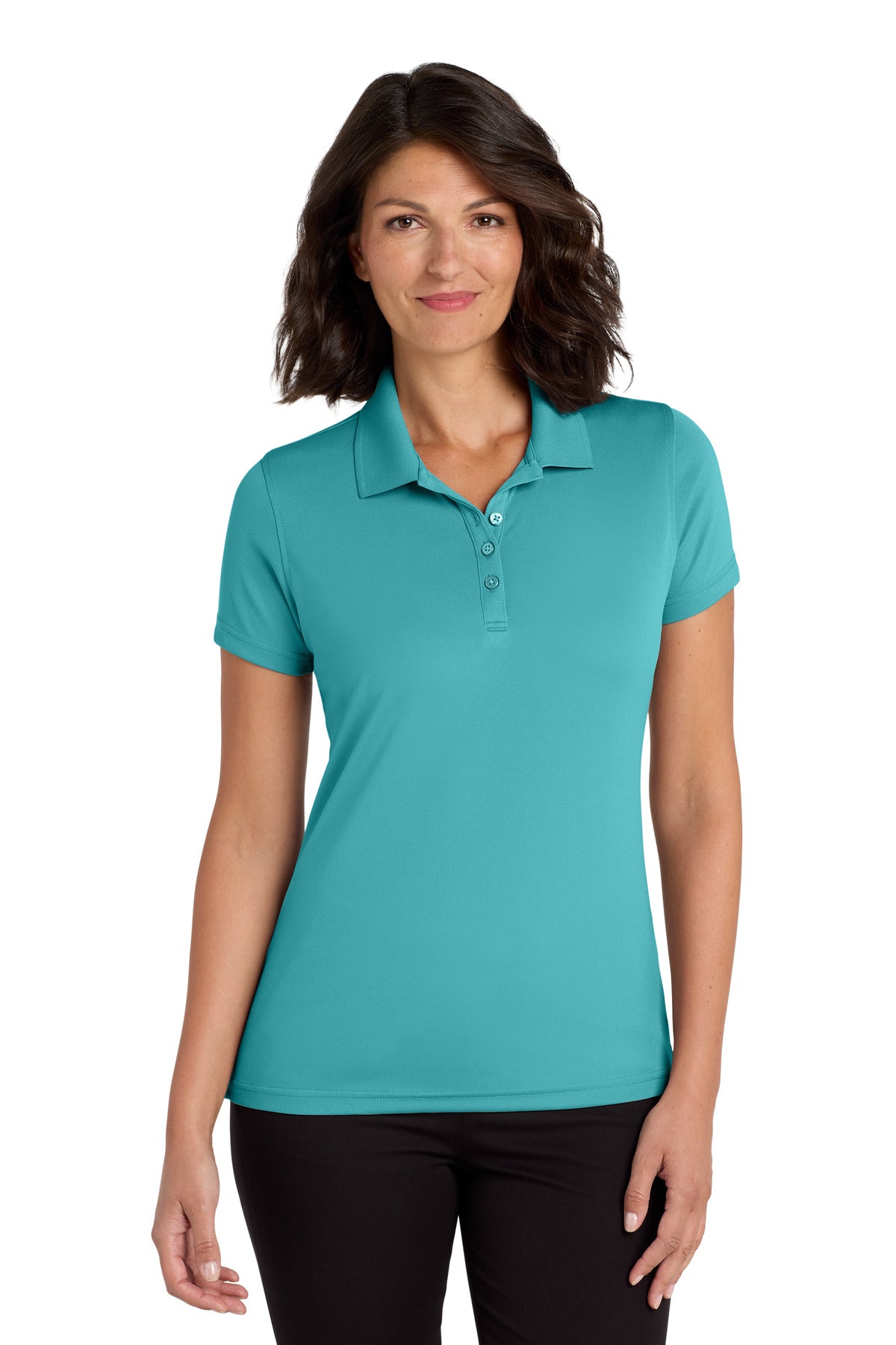 Custom logo Port Authority® Women's Dry Zone® UV Micro-Mesh Polo. LK110 in Aquamarine