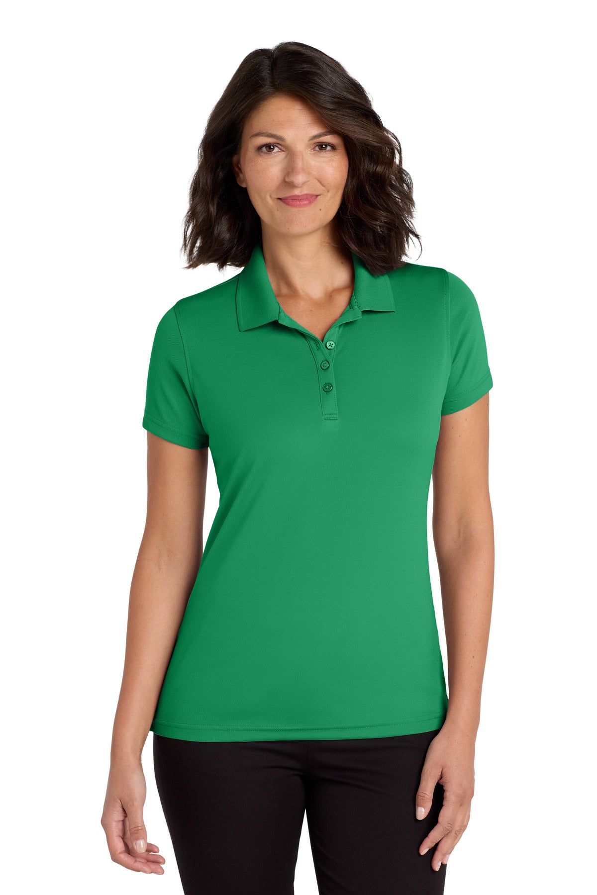 Custom logo Port Authority® Women's Dry Zone® UV Micro-Mesh Polo. LK110 in Bright Kelly Green