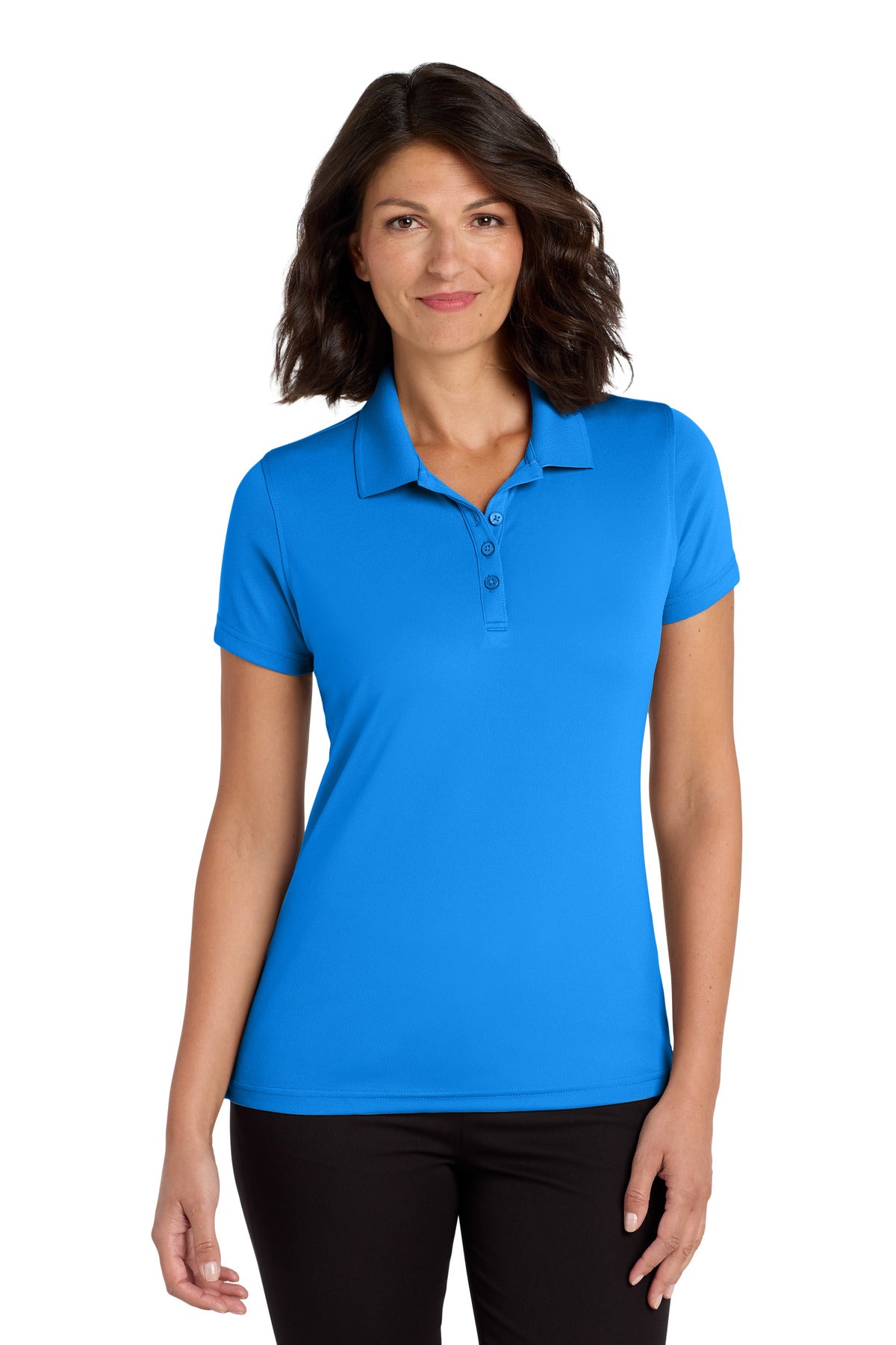 Custom logo Port Authority® Women's Dry Zone® UV Micro-Mesh Polo. LK110 in Coastal Blue