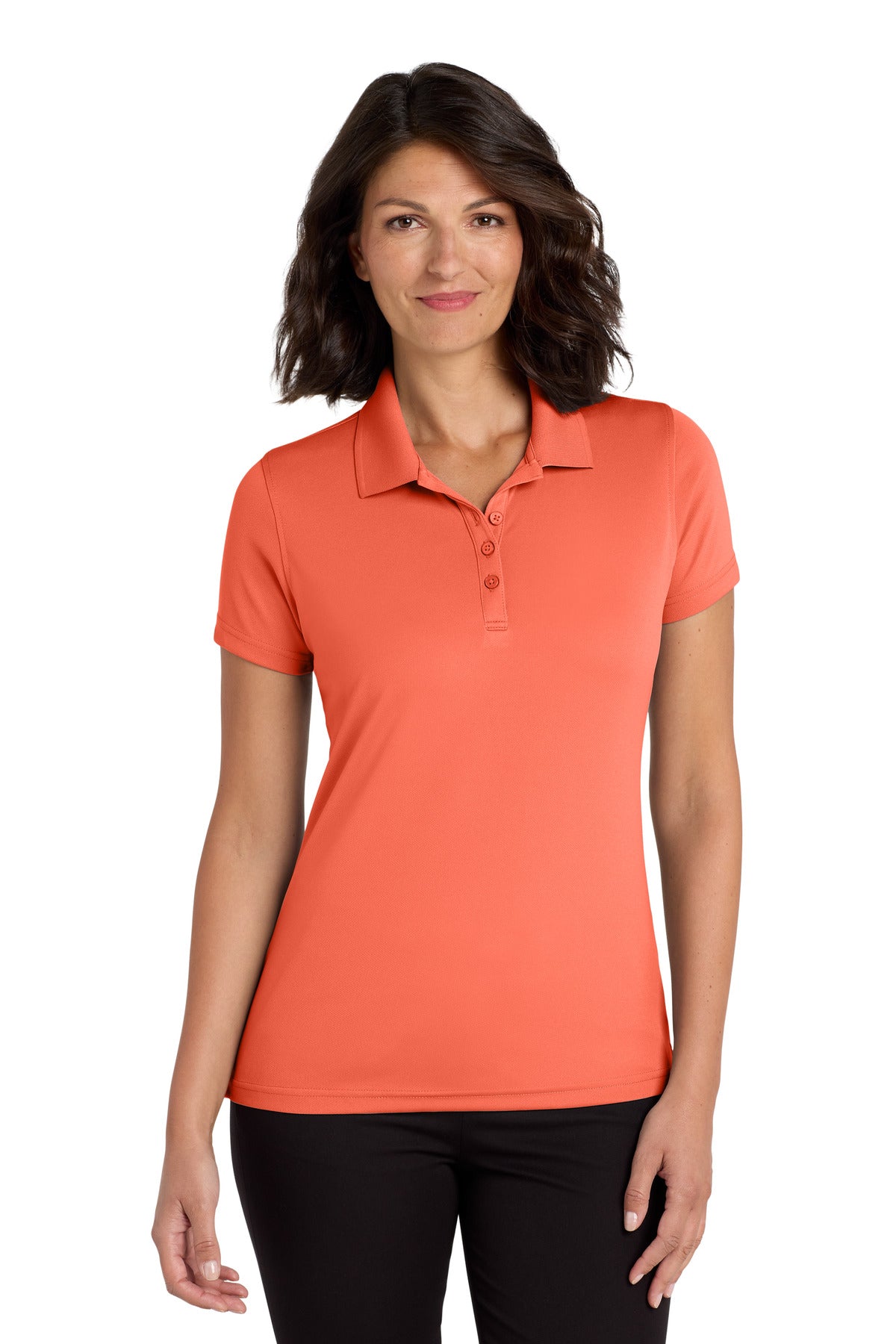 Custom logo Port Authority® Women's Dry Zone® UV Micro-Mesh Polo. LK110 in Coral Splash