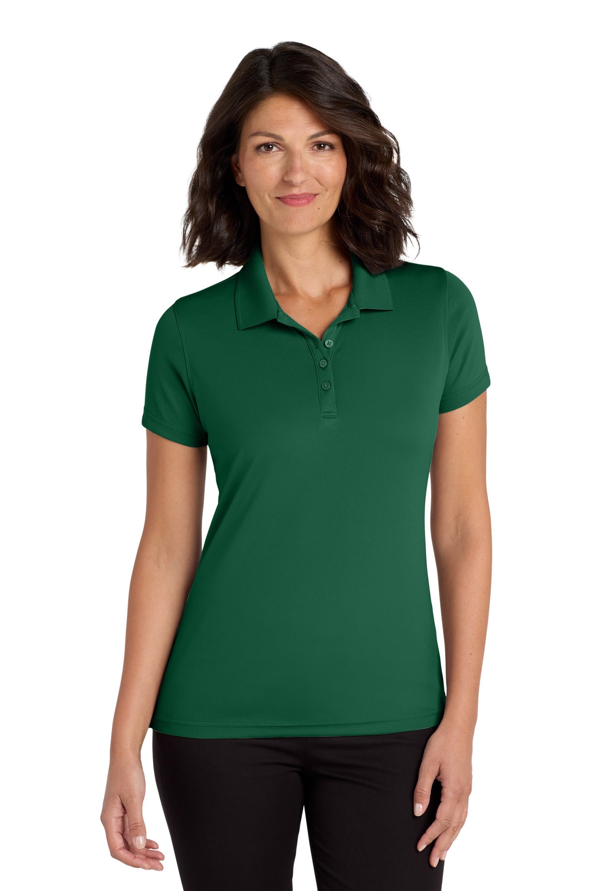 Custom logo Port Authority® Women's Dry Zone® UV Micro-Mesh Polo. LK110 in Deep Forest Green