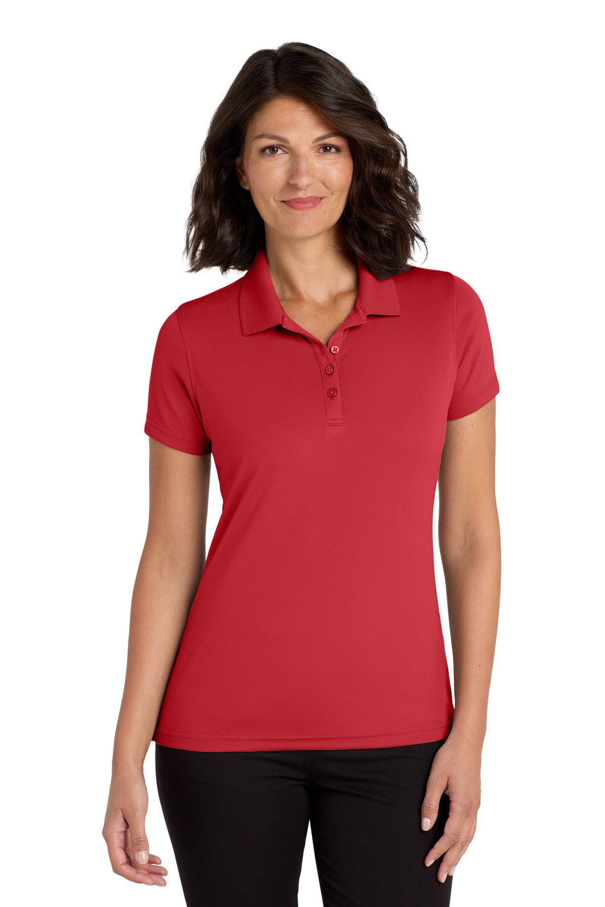 Custom logo Port Authority® Women's Dry Zone® UV Micro-Mesh Polo. LK110 in Rich Red