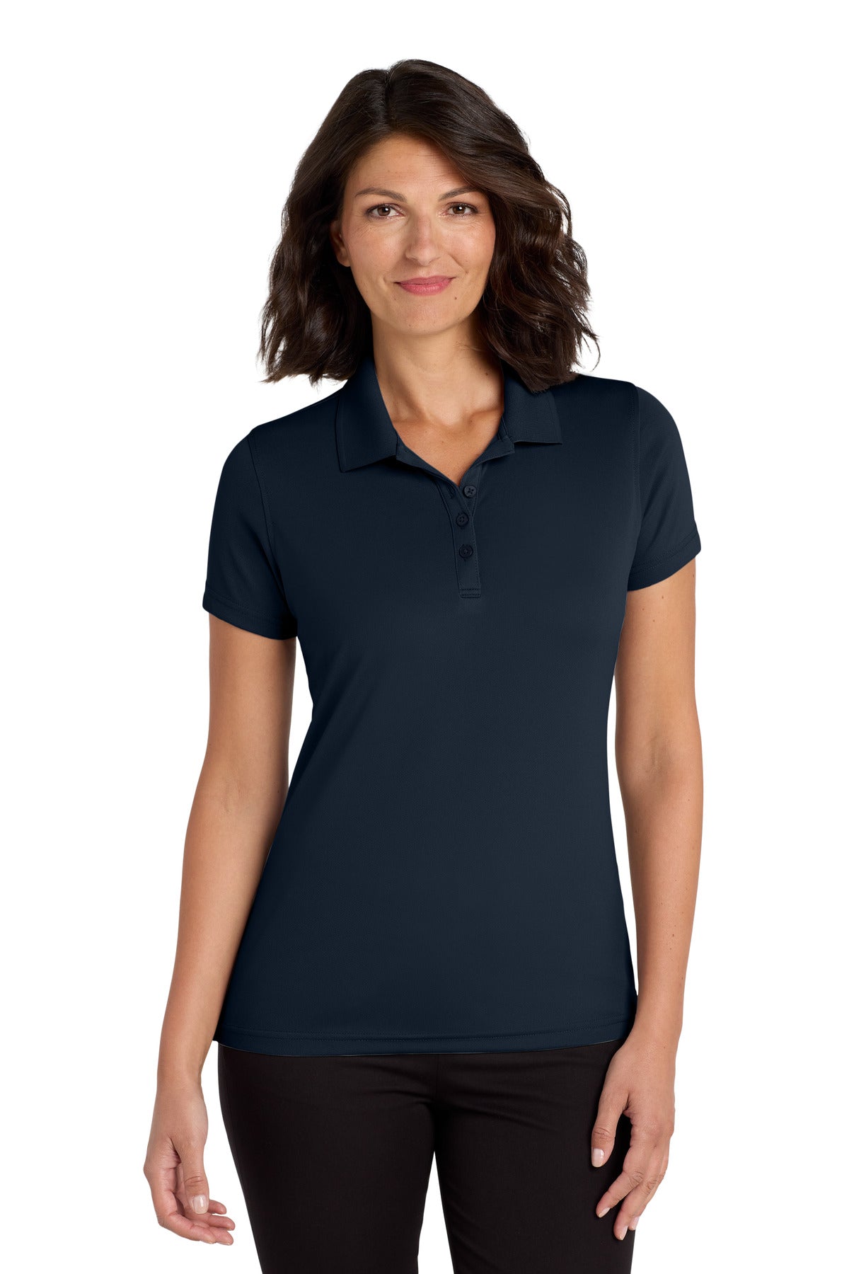 Custom logo Port Authority® Women's Dry Zone® UV Micro-Mesh Polo. LK110 in River Blue Navy