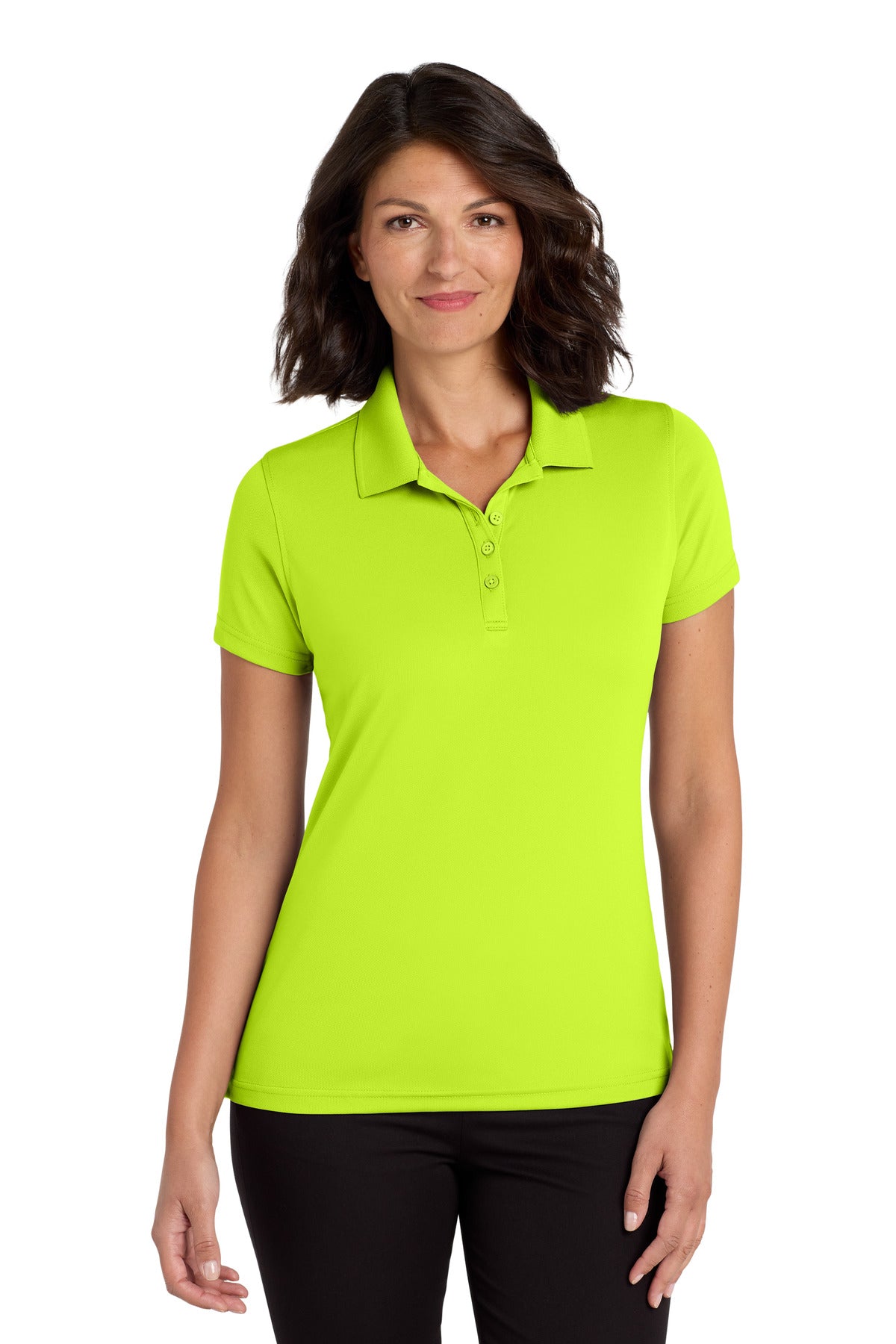 Custom logo Port Authority® Women's Dry Zone® UV Micro-Mesh Polo. LK110 in Safety Yellow