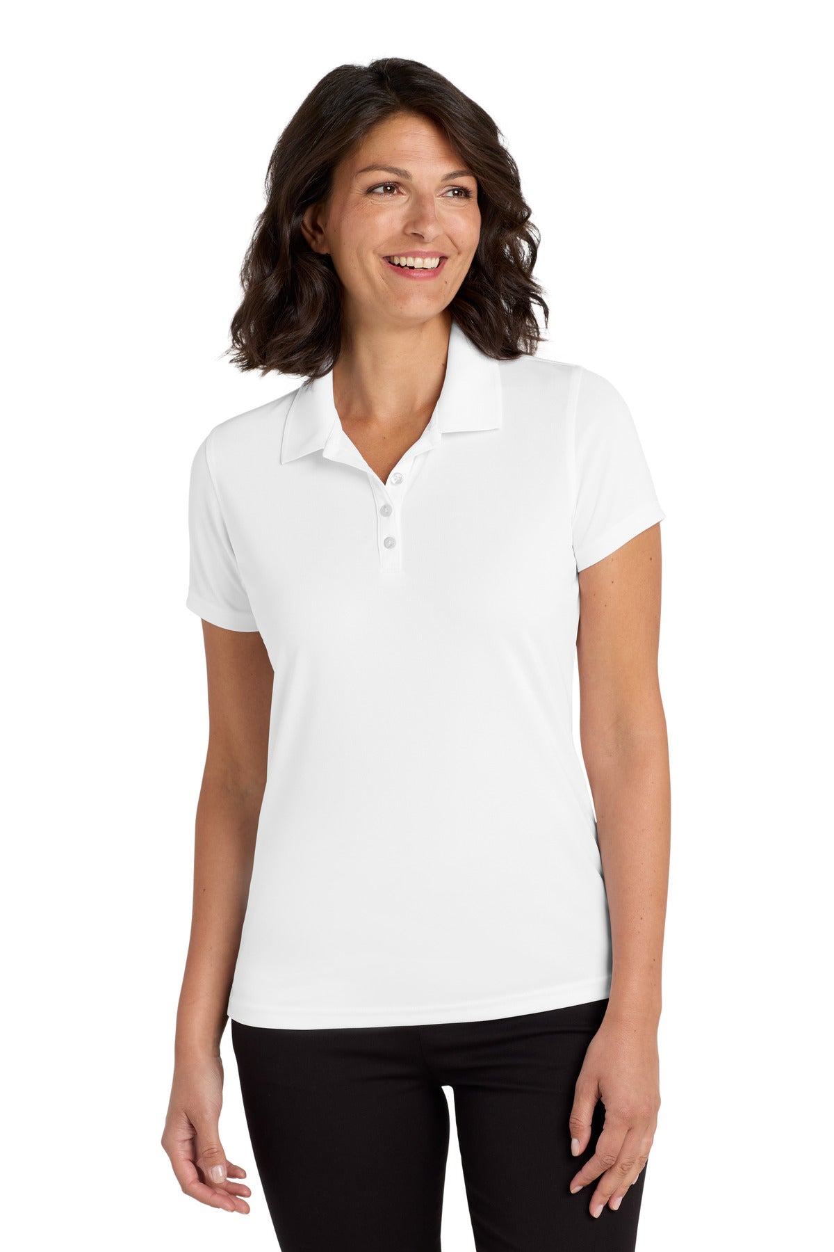 Custom logo Port Authority® Women's Dry Zone® UV Micro-Mesh Polo. LK110 in White