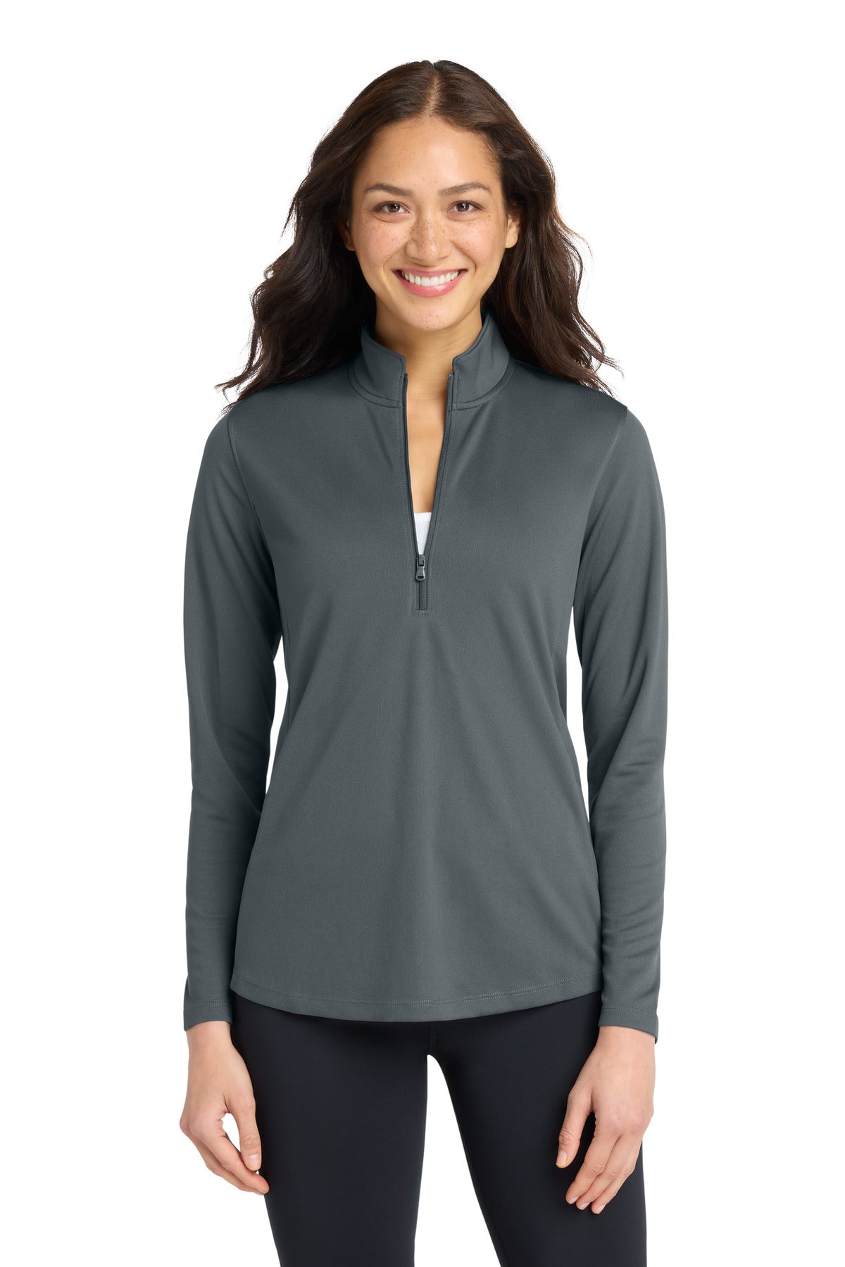 Custom logo Port Authority® Women's Dry Zone® UV Micro-Mesh 1/4-Zip LK112 in Graphite