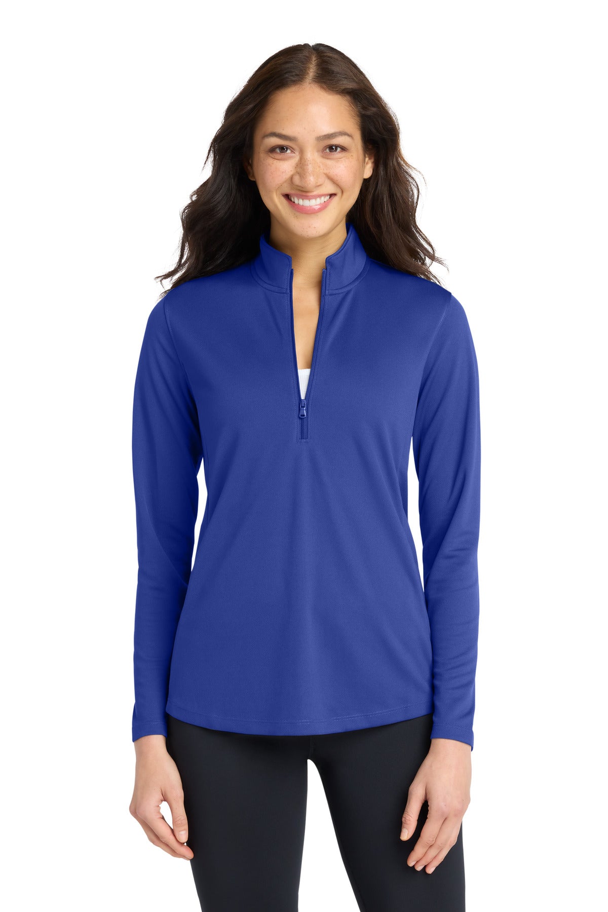 Custom logo Port Authority® Women's Dry Zone® UV Micro-Mesh 1/4-Zip LK112 in True Royal