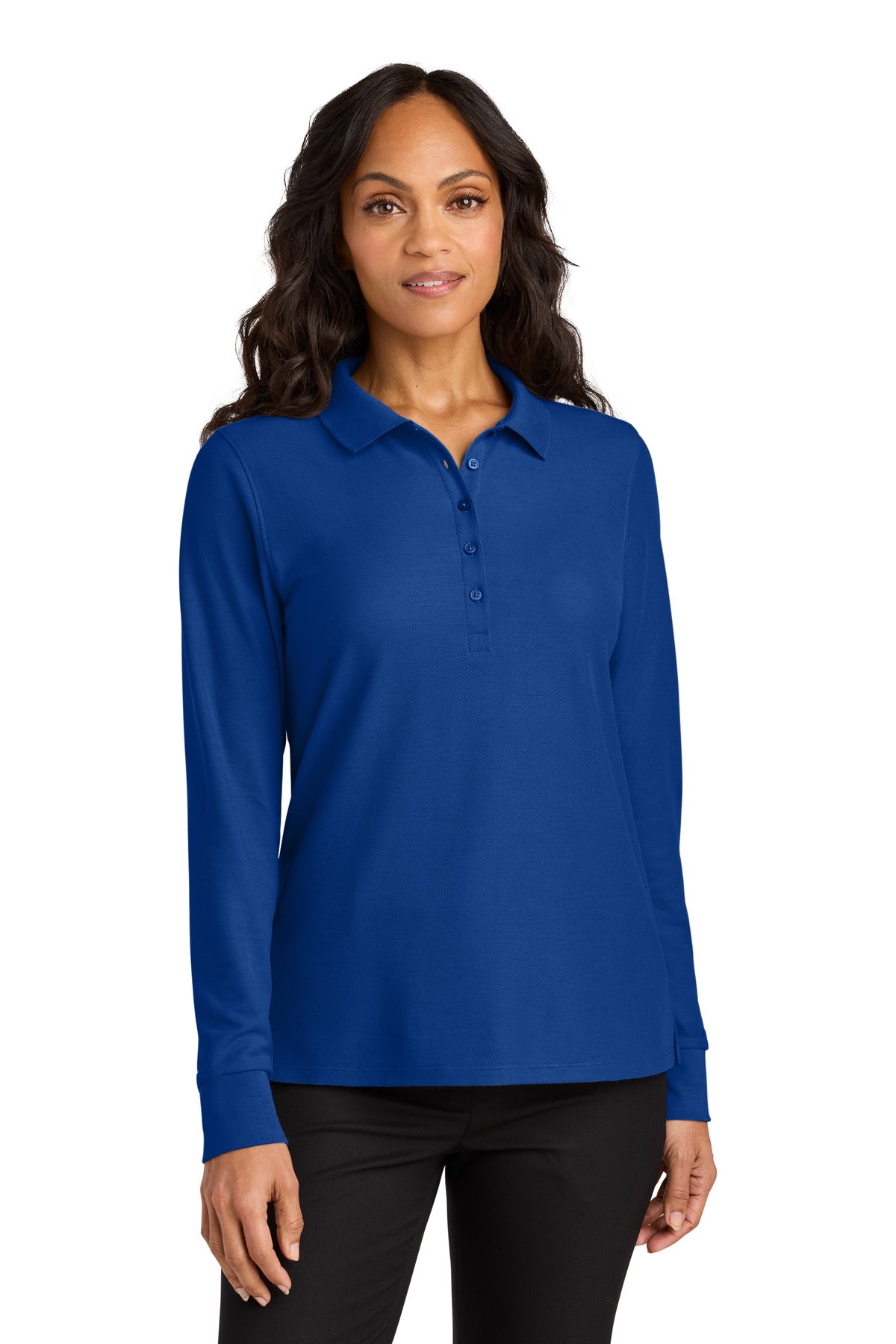 Custom logo Port Authority® Women's Wearever Signature Pique Long Sleeve Polo LK200LS in True Royal