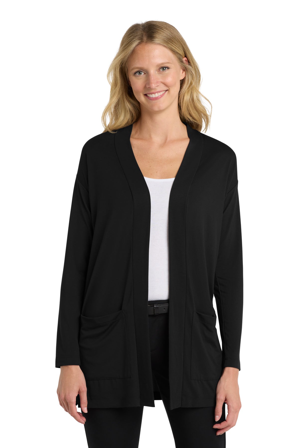 Custom logo Port Authority ® Women's Concept Long Pocket Cardigan . LK5434 in Black