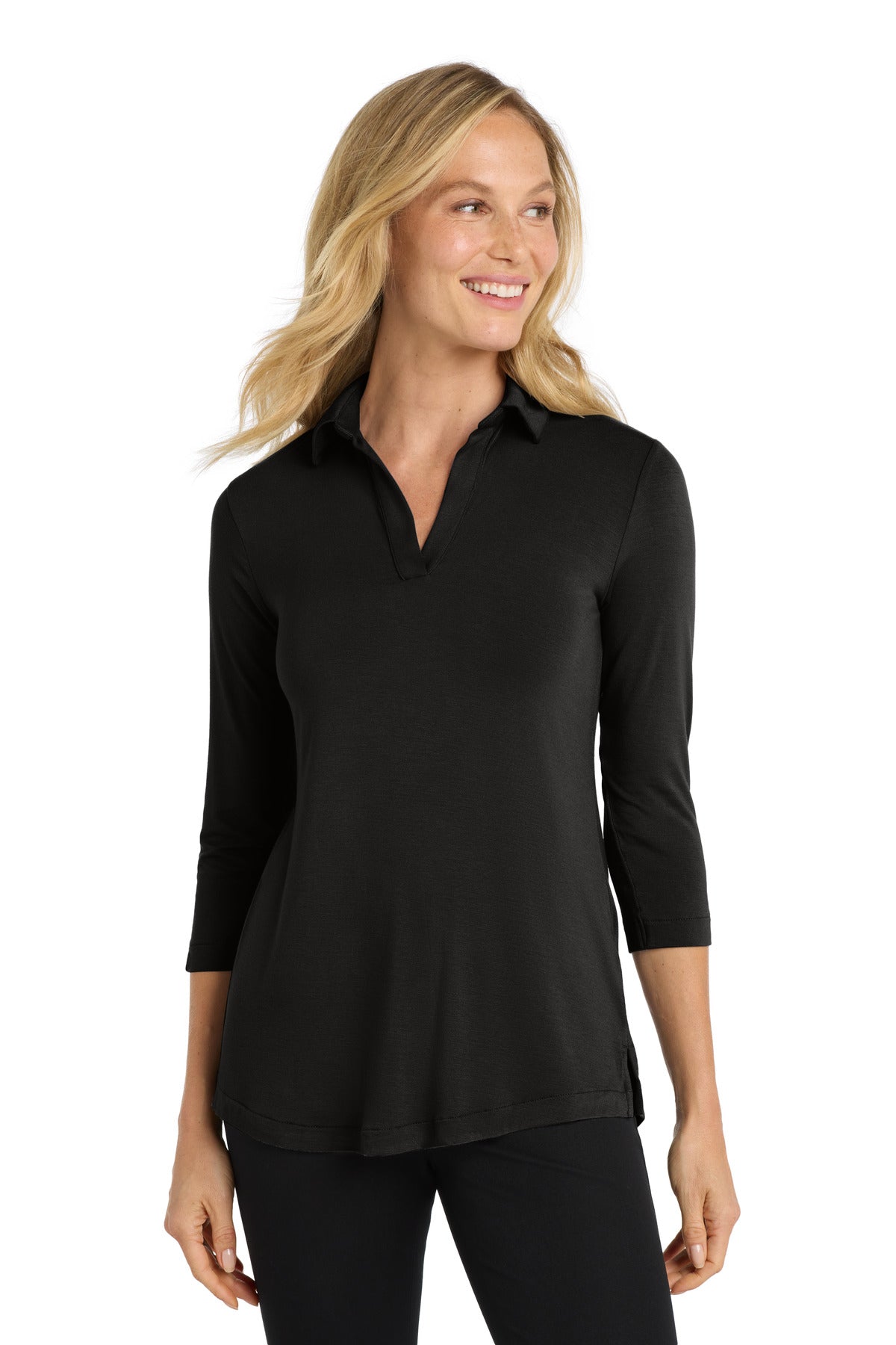 Custom logo Port Authority ® Women's Luxe Knit Tunic. LK5601 in Deep Black
