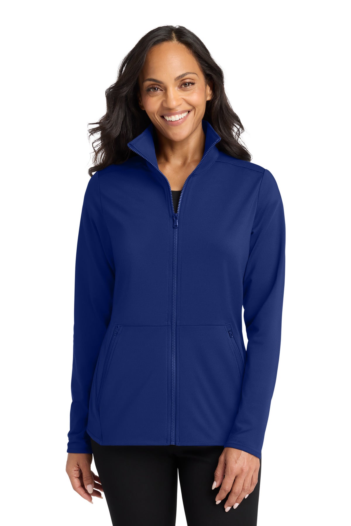 Custom logo Port Authority® Women's Accord Stretch Fleece Full-Zip LK595 in Royal
