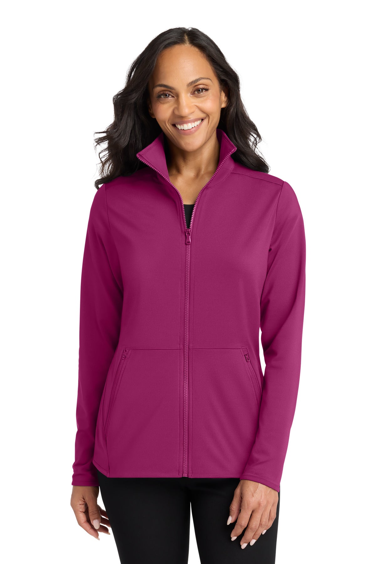 Custom logo Port Authority® Women's Accord Stretch Fleece Full-Zip LK595 in Wine